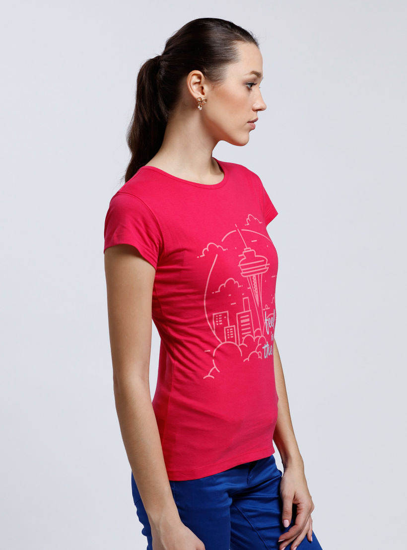 Printed Short Sleeves T-Shirt with Round Neck-women-clothing-tshirts-image-3