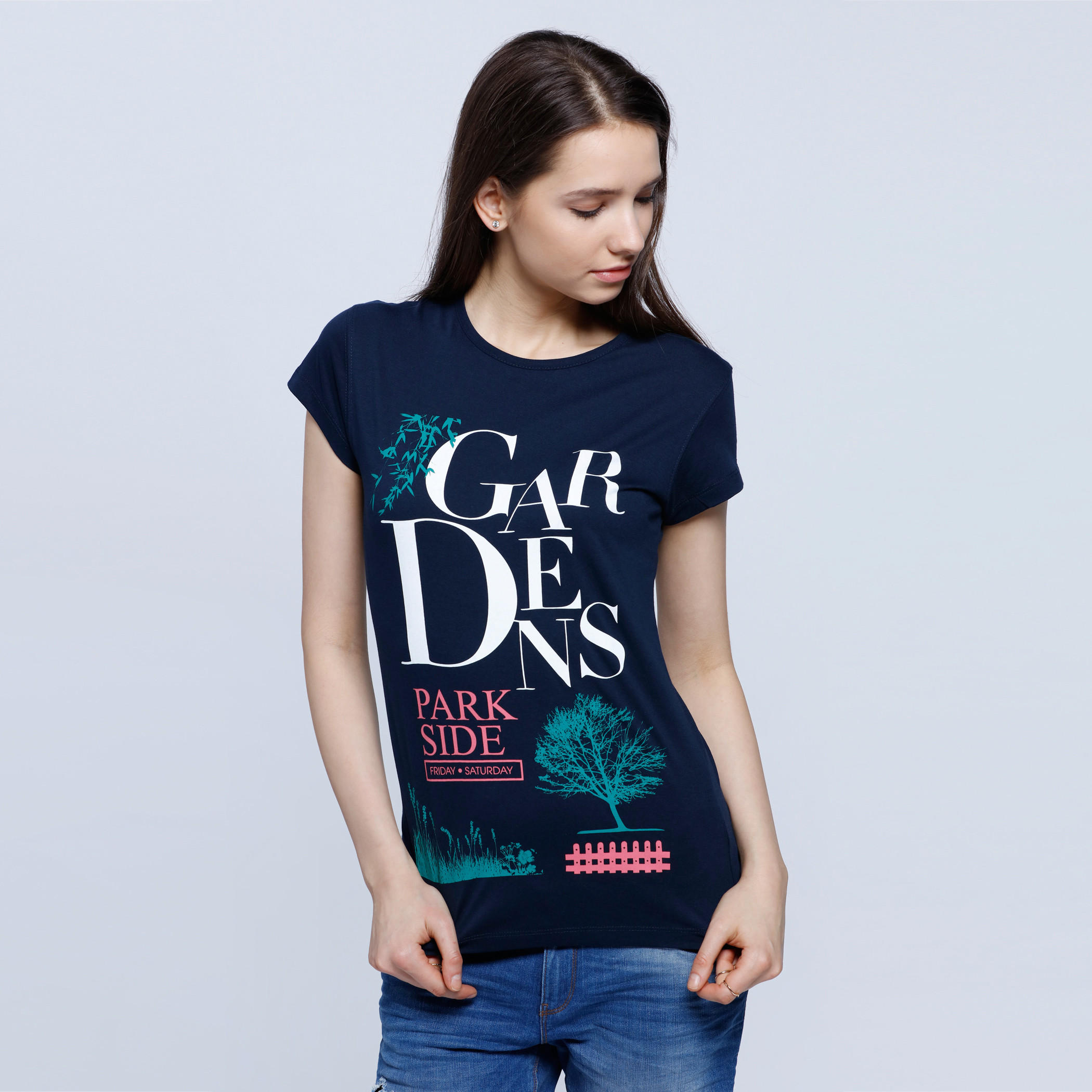 Printed T-Shirt with Short Sleeves-women-clothing-tshirts-image-1