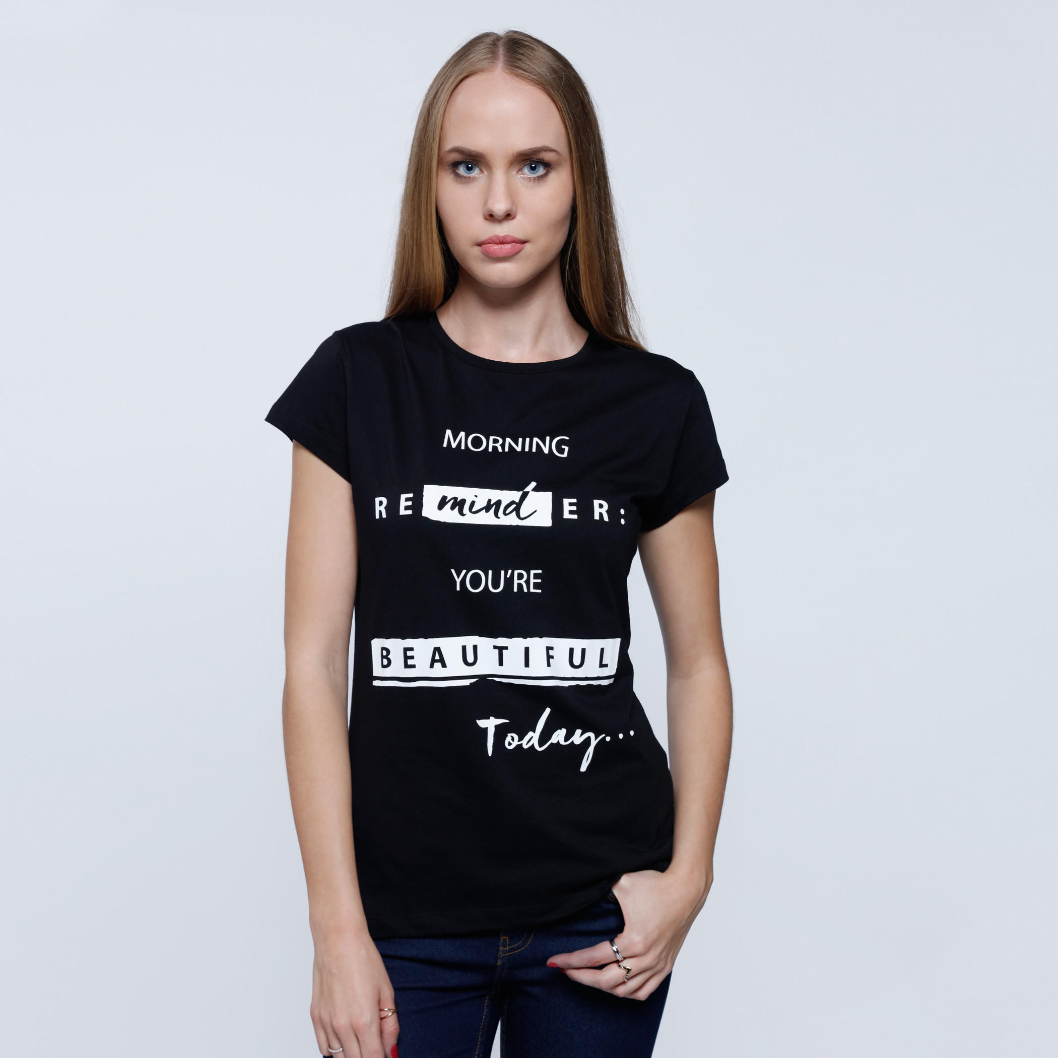 Printed Round Neck T-Shirt with Short Sleeves-women-clothing-tshirts-image-1