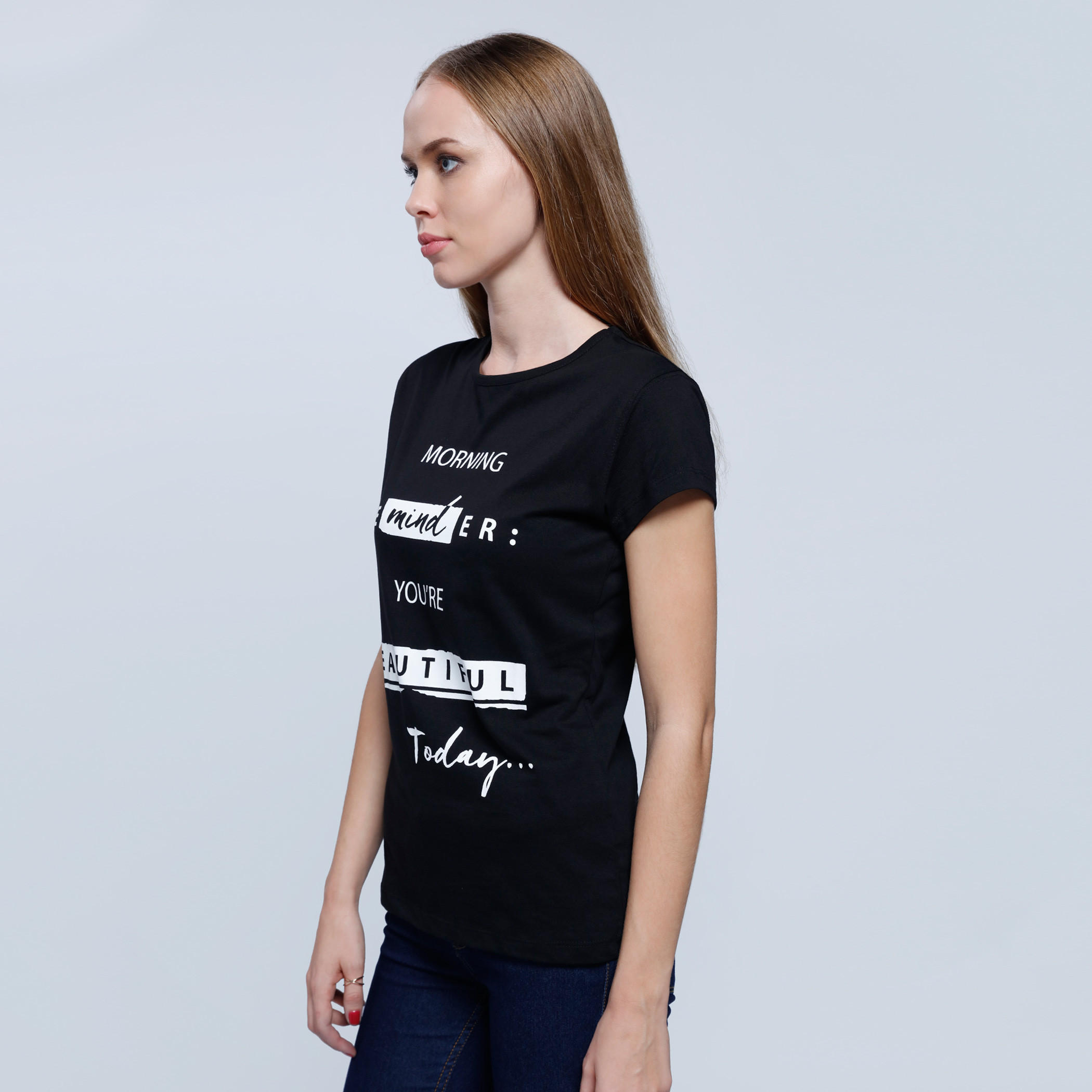 Printed Round Neck T-Shirt with Short Sleeves-women-clothing-tshirts-image-3