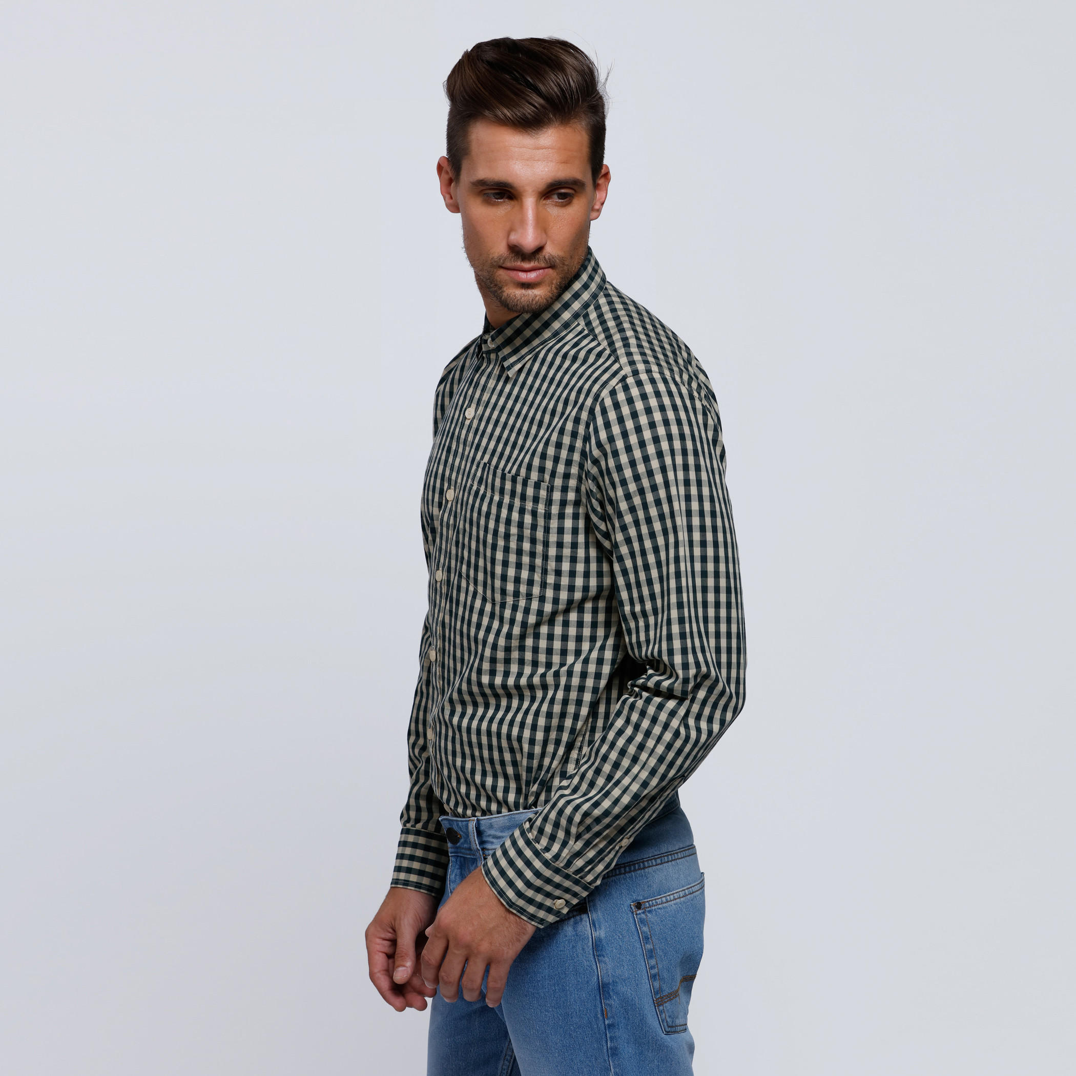 Chequered Shirt with Complete Placket and Long Sleeves-men-clothing-shirts-image-3