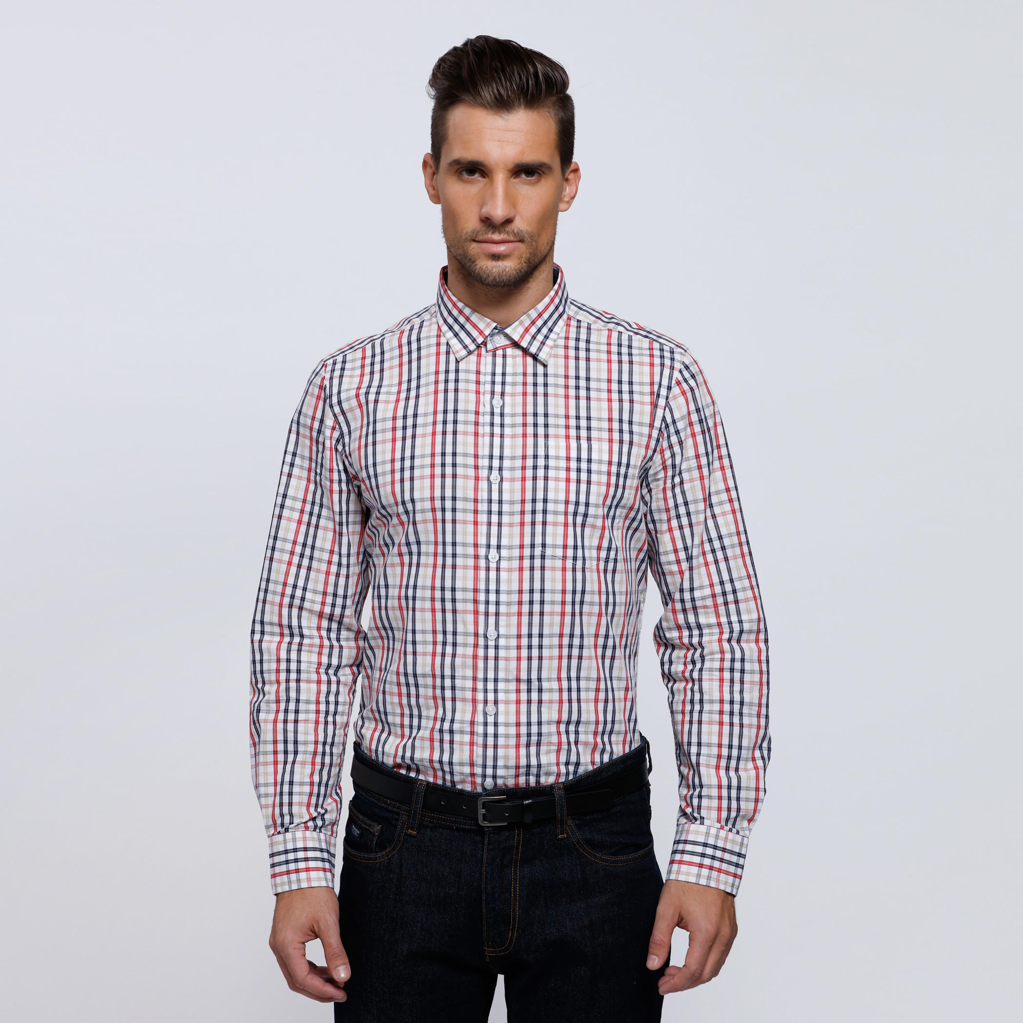 Chequered Shirt with Long Sleeves-men-clothing-shirts-image-1