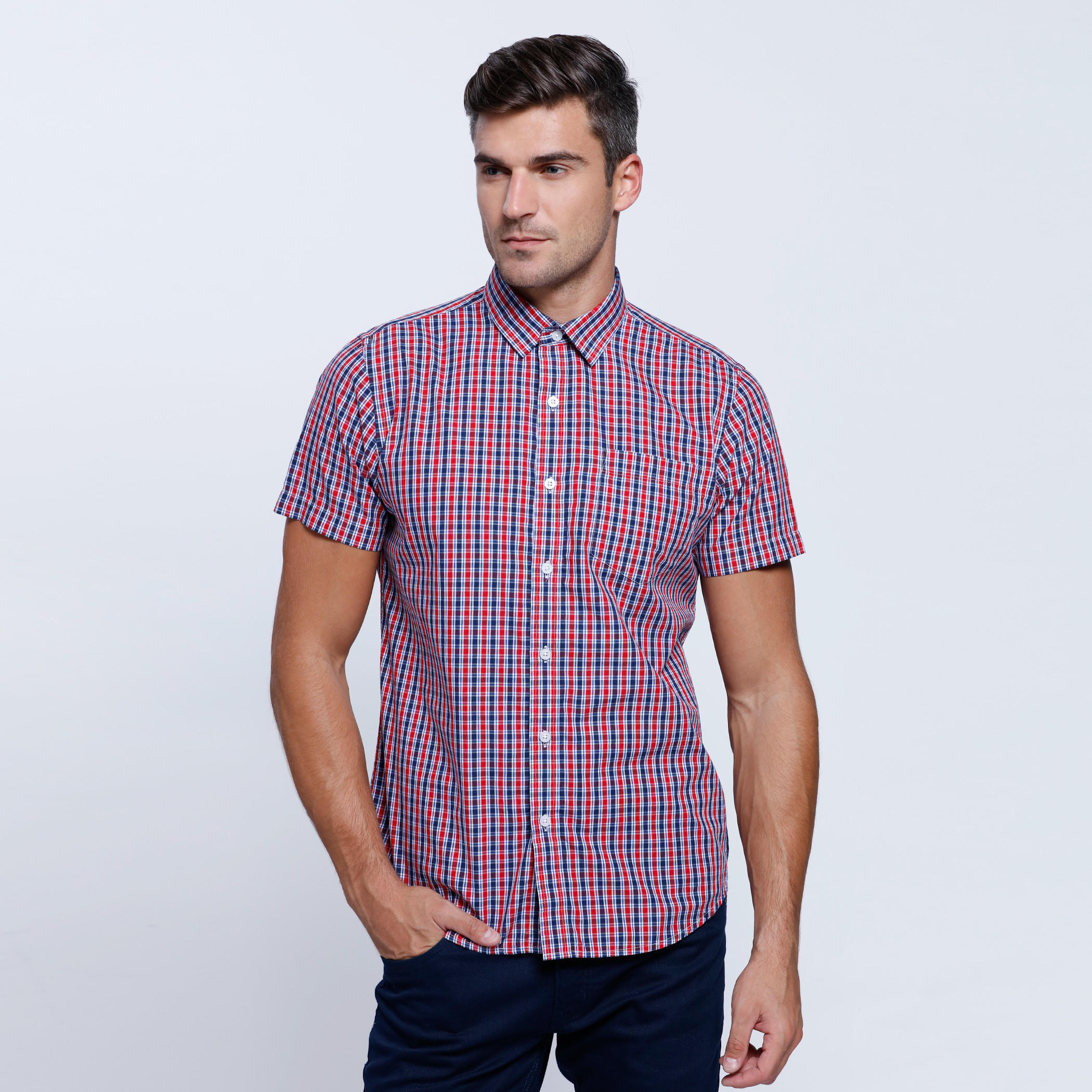 Chequered Short Sleeves Shirt-men-clothing-shirts-image-1