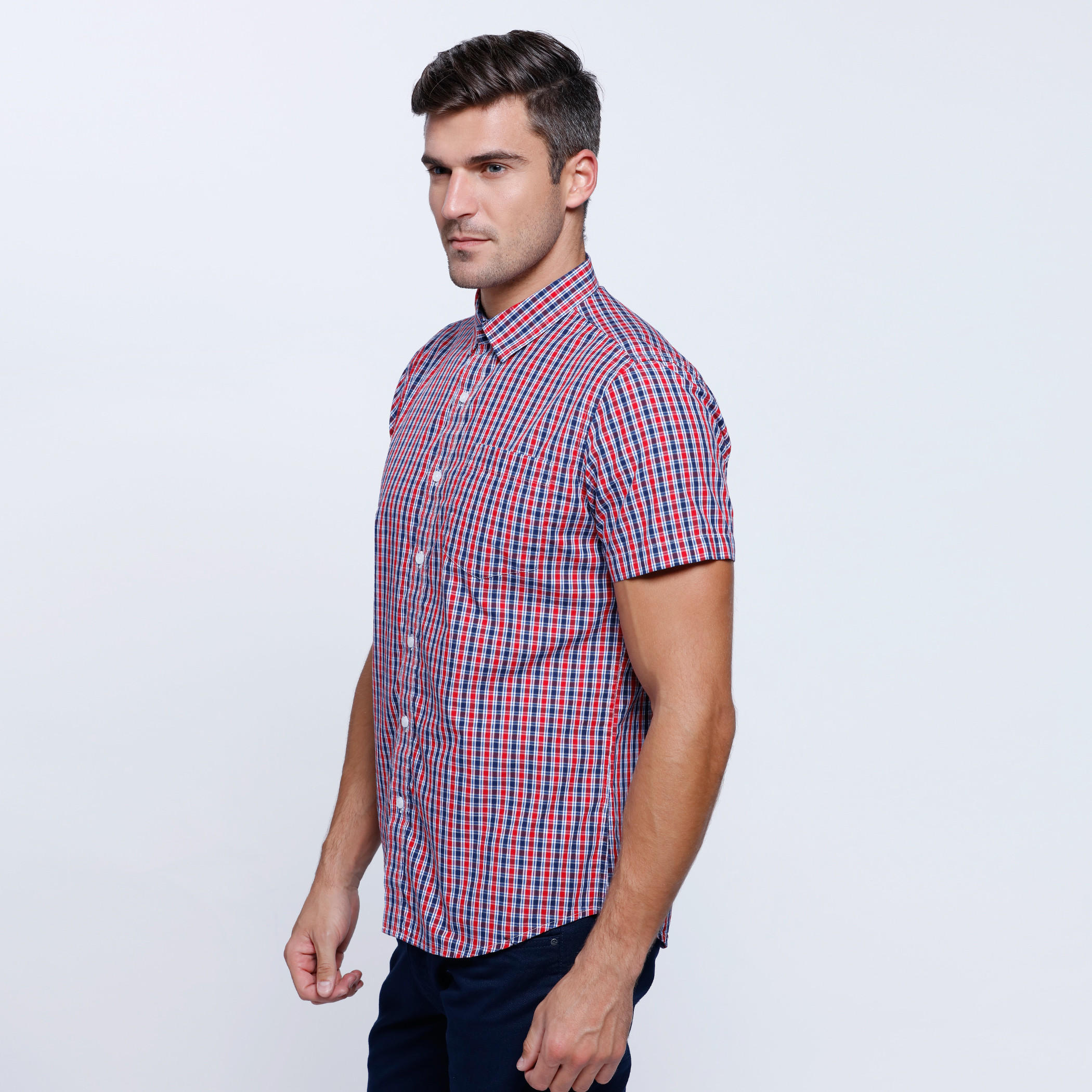 Chequered Short Sleeves Shirt-men-clothing-shirts-image-3