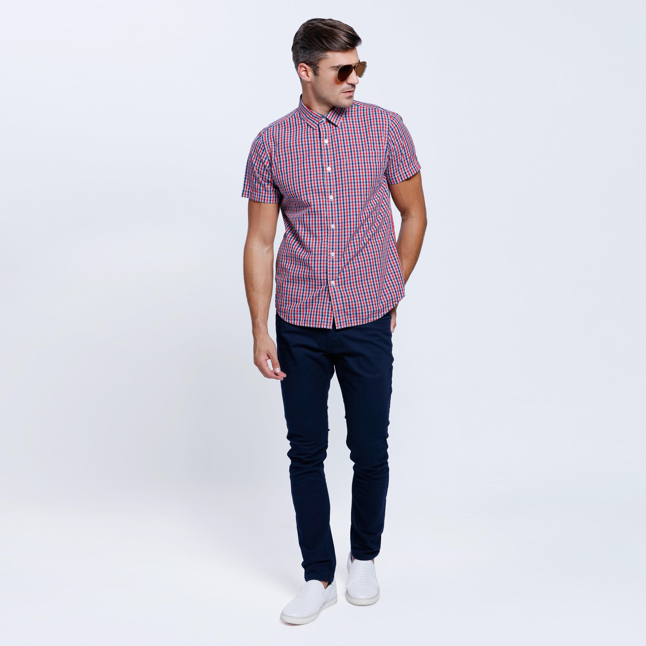 Chequered Short Sleeves Shirt-men-clothing-shirts-image-5
