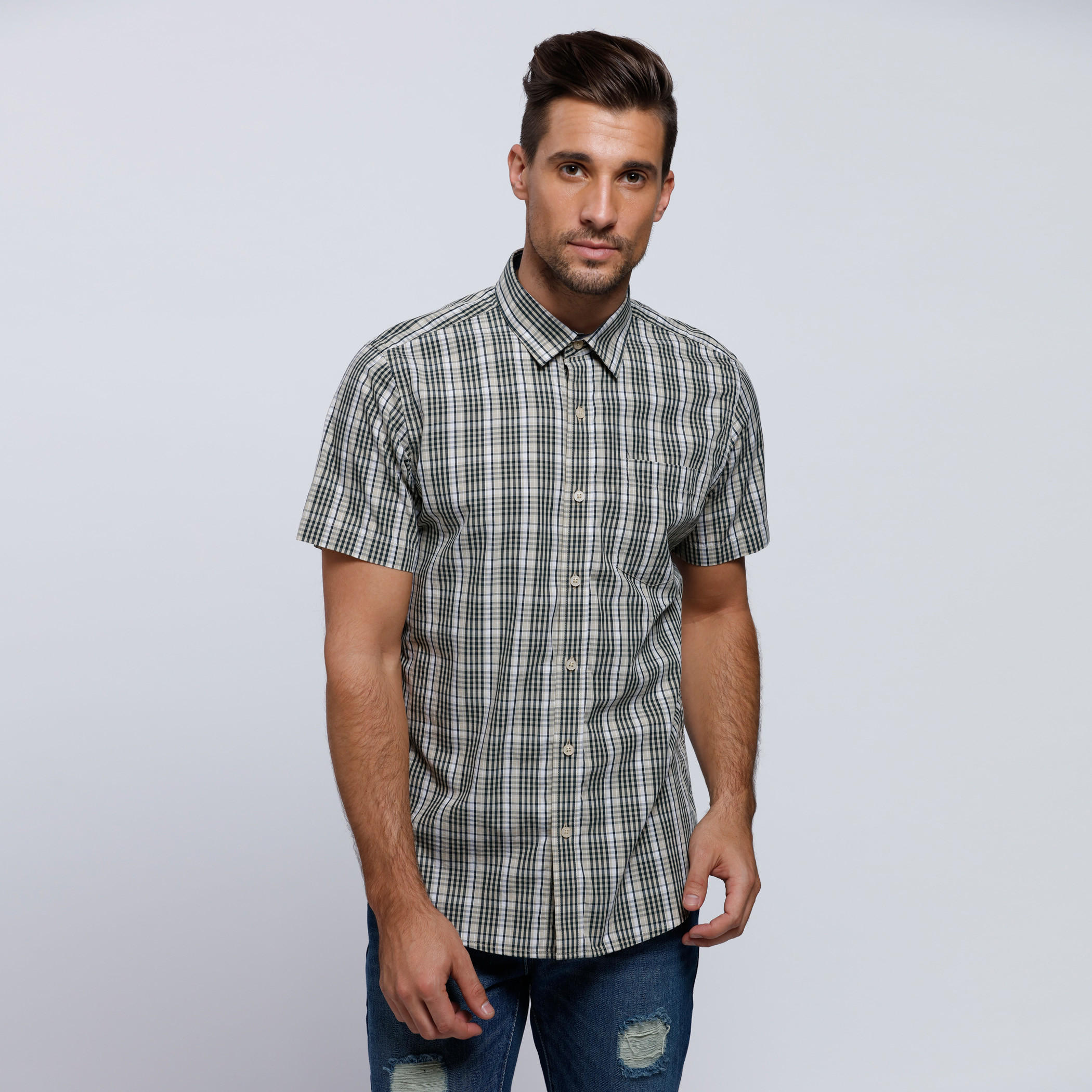Chequered Shirt with Short Sleeves-men-clothing-shirts-image-5