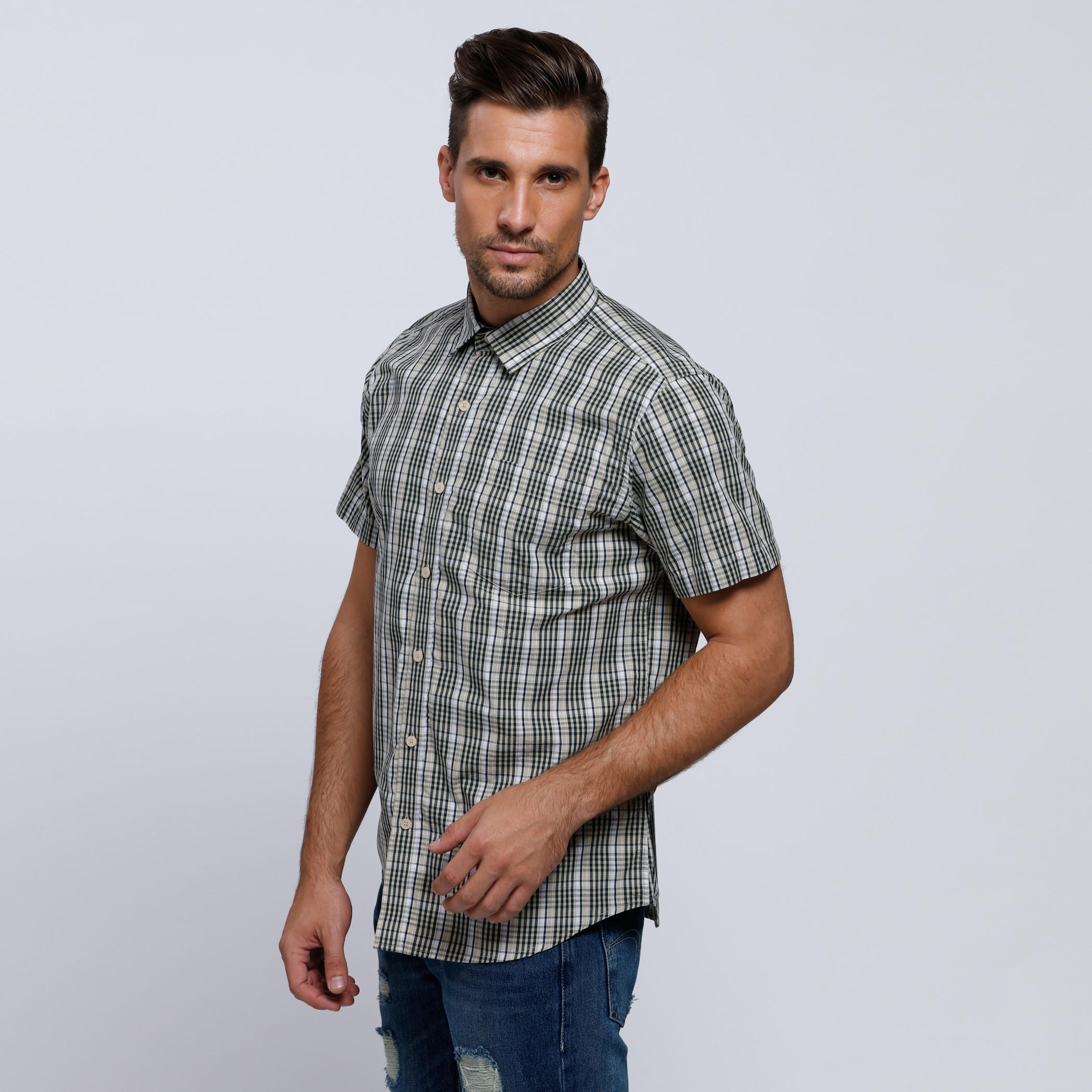 Chequered Shirt with Short Sleeves-men-clothing-shirts-image-3