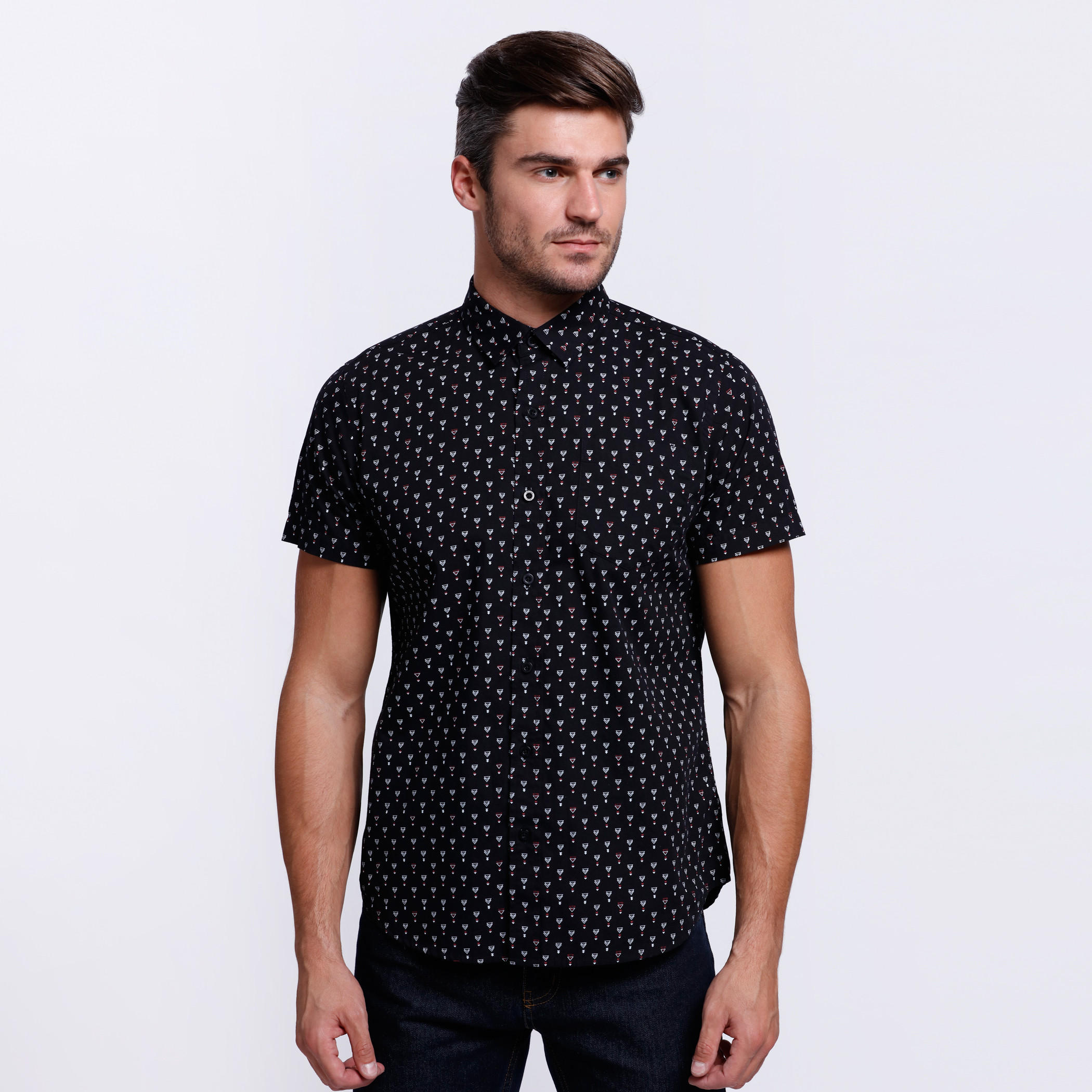 Printed Shirt with Complete Placket and Short Sleeves-men-clothing-shirts-image-1