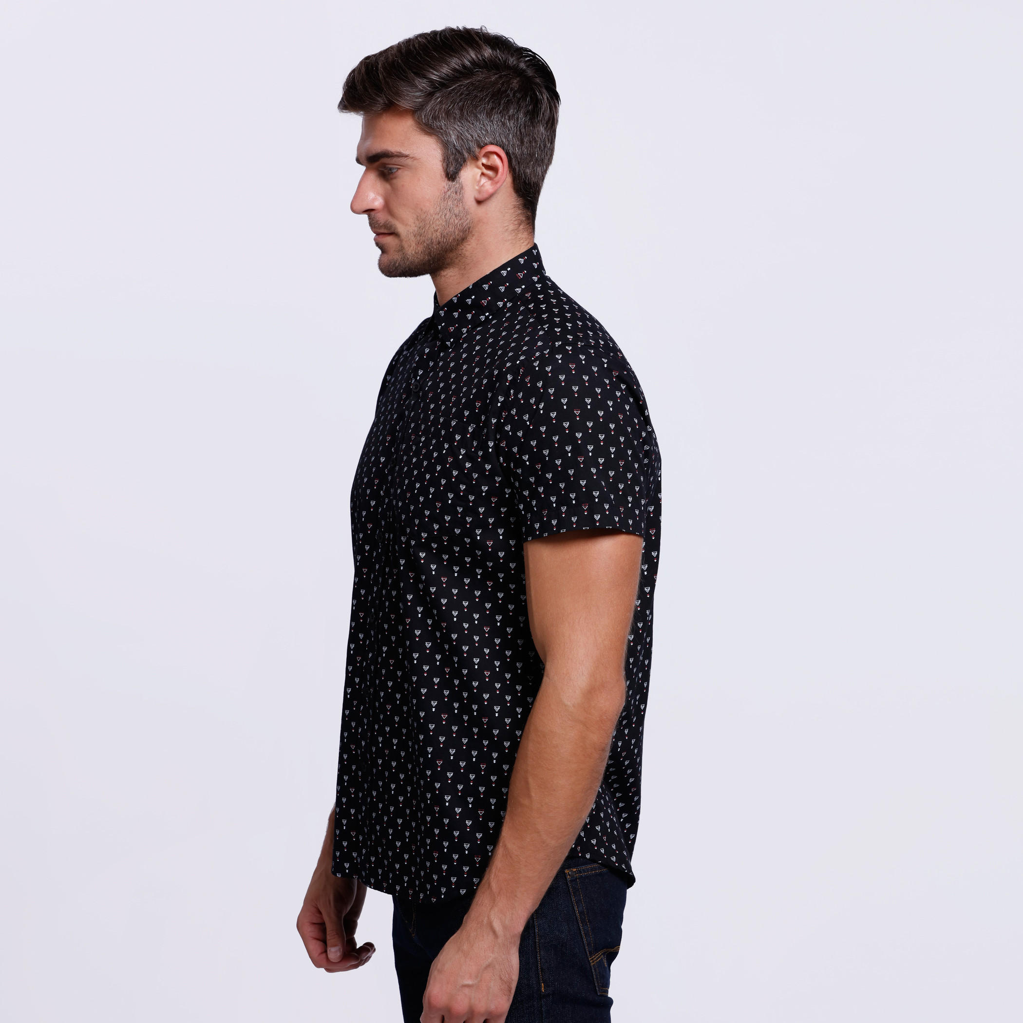 Printed Shirt with Complete Placket and Short Sleeves-men-clothing-shirts-image-3