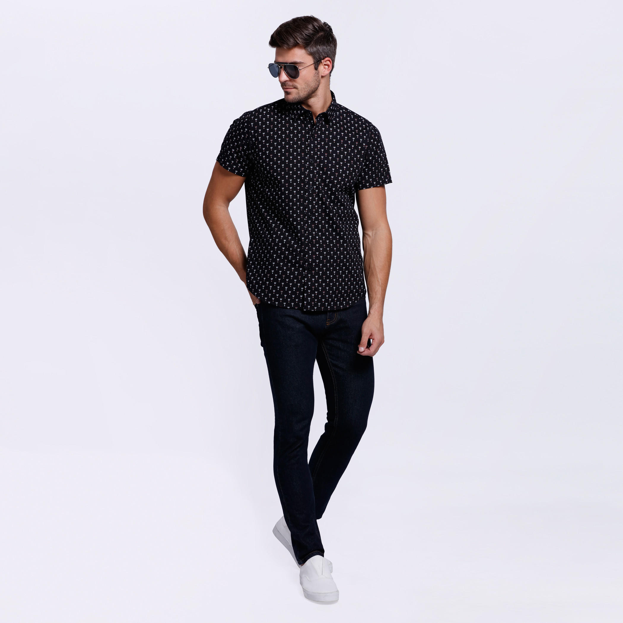 Printed Shirt with Complete Placket and Short Sleeves-men-clothing-shirts-image-5