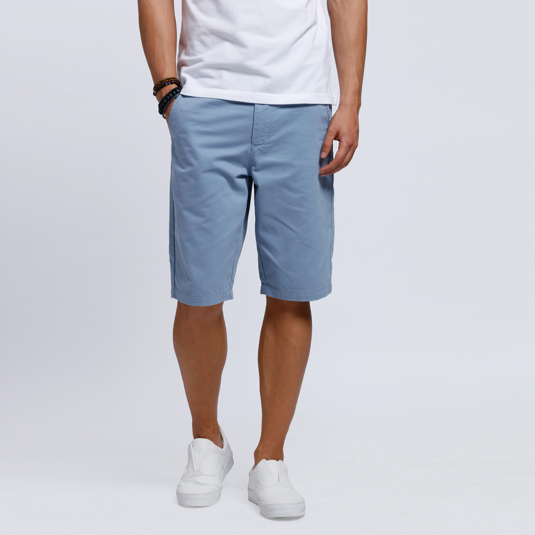 Twill Shorts with Button Closure-men-clothing-bottoms-shorts-image-1