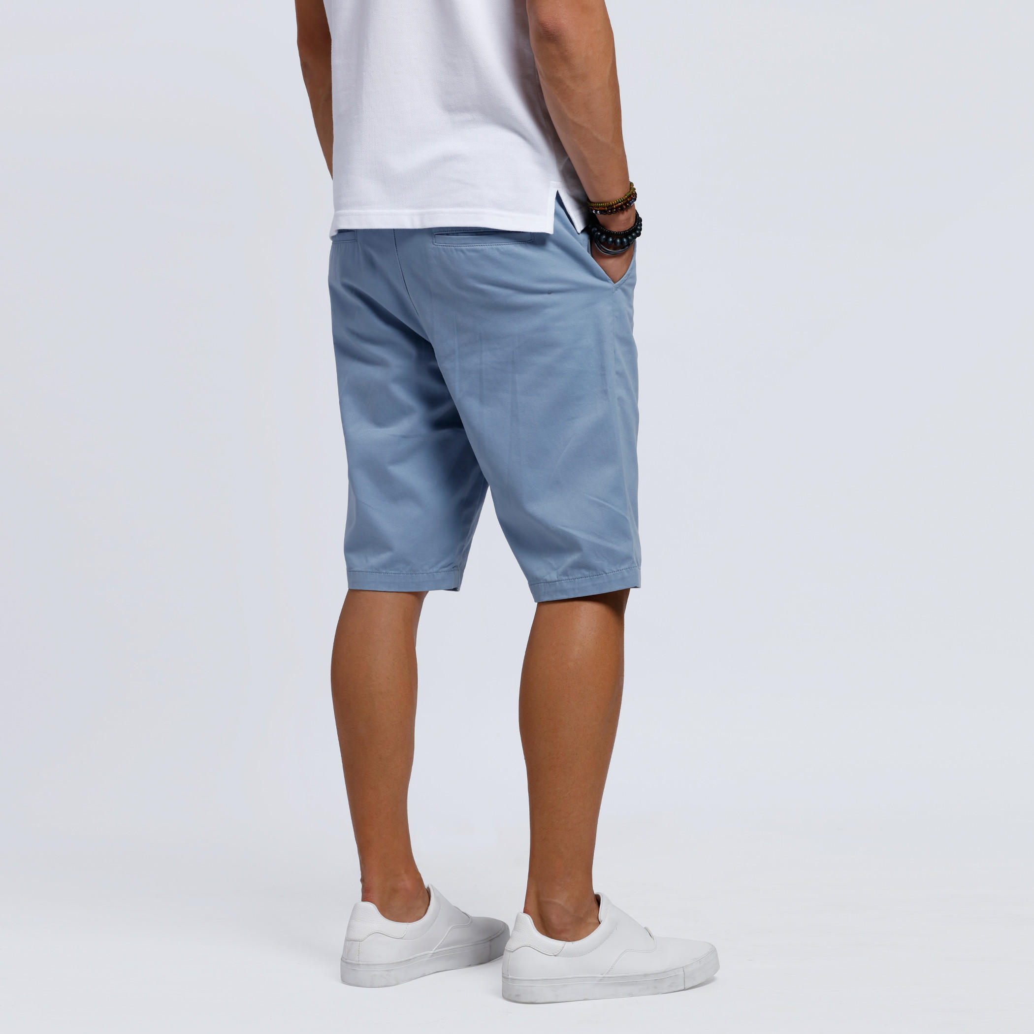 Twill Shorts with Button Closure-men-clothing-bottoms-shorts-image-2