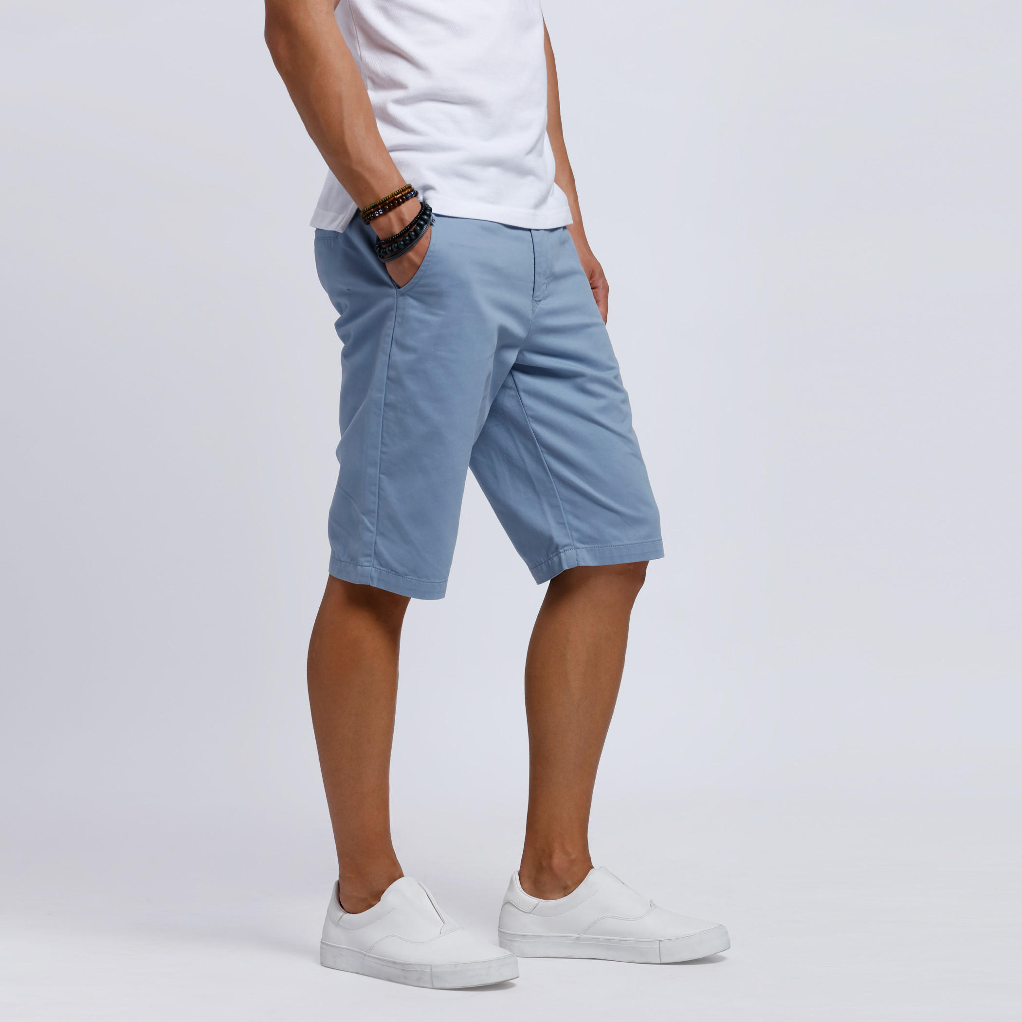 Twill Shorts with Button Closure-men-clothing-bottoms-shorts-image-3