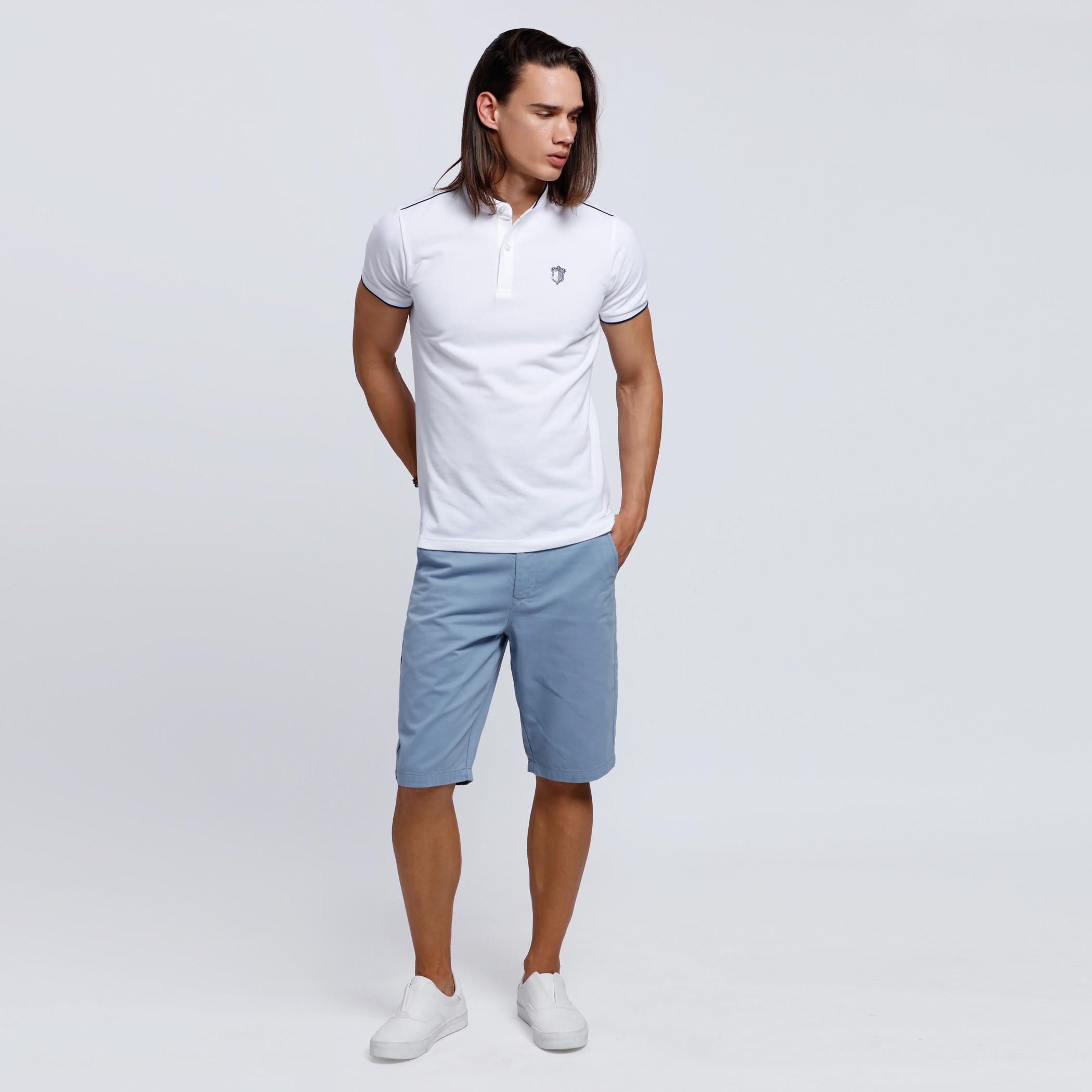 Twill Shorts with Button Closure-men-clothing-bottoms-shorts-image-5