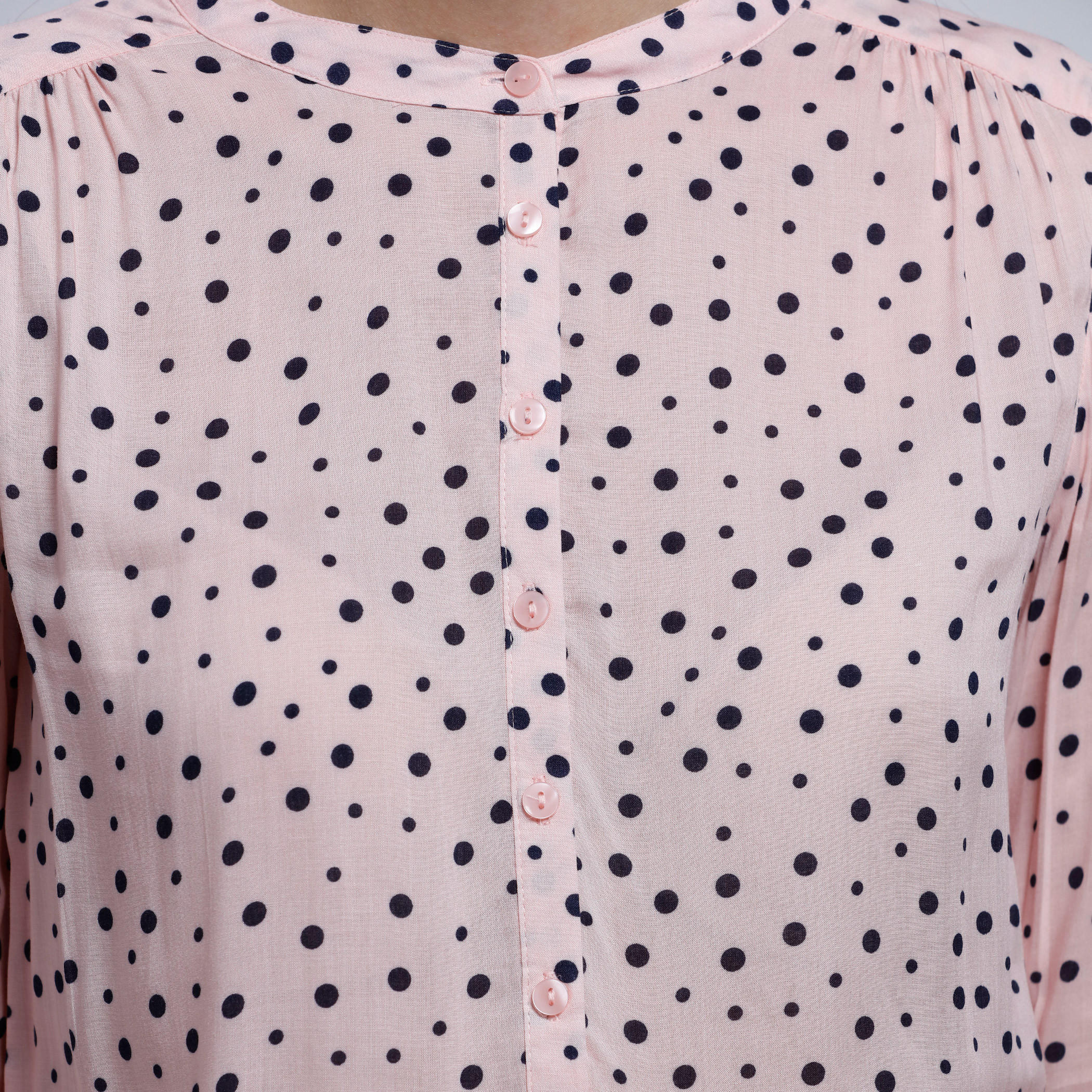 Printed Shirt with 3/4 Sleeves and Mandarin Collar -women-clothing-shirtsandblouses-blouses-image-4