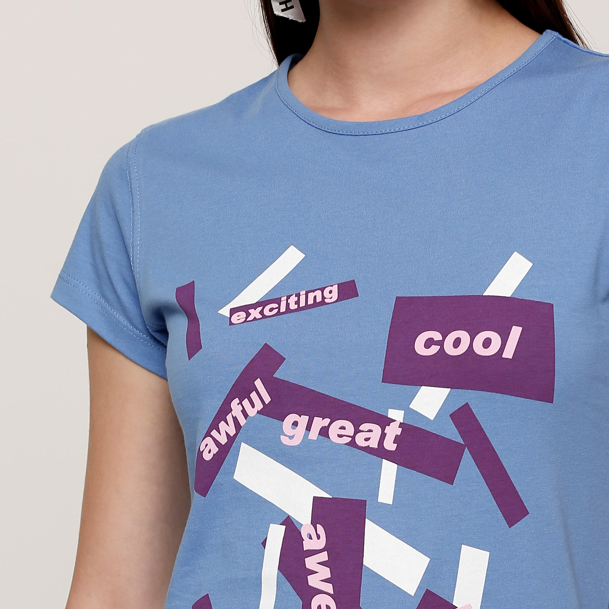 تيشيرت بياقة مستديرة وأكمام كاب مع طبعات-women-clothing-shirtsandblouses-blouses-image-4