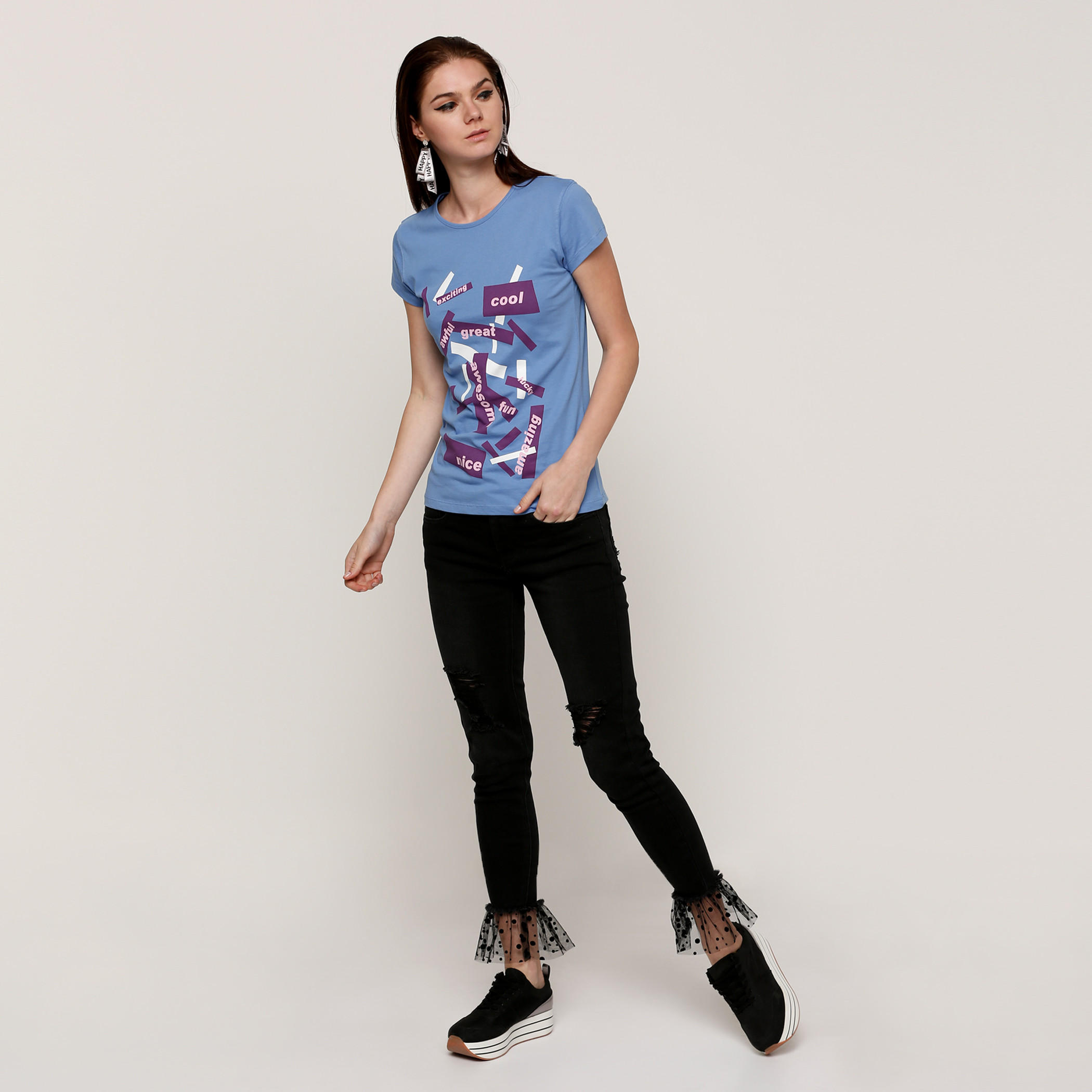 تيشيرت بياقة مستديرة وأكمام كاب مع طبعات-women-clothing-shirtsandblouses-blouses-image-5