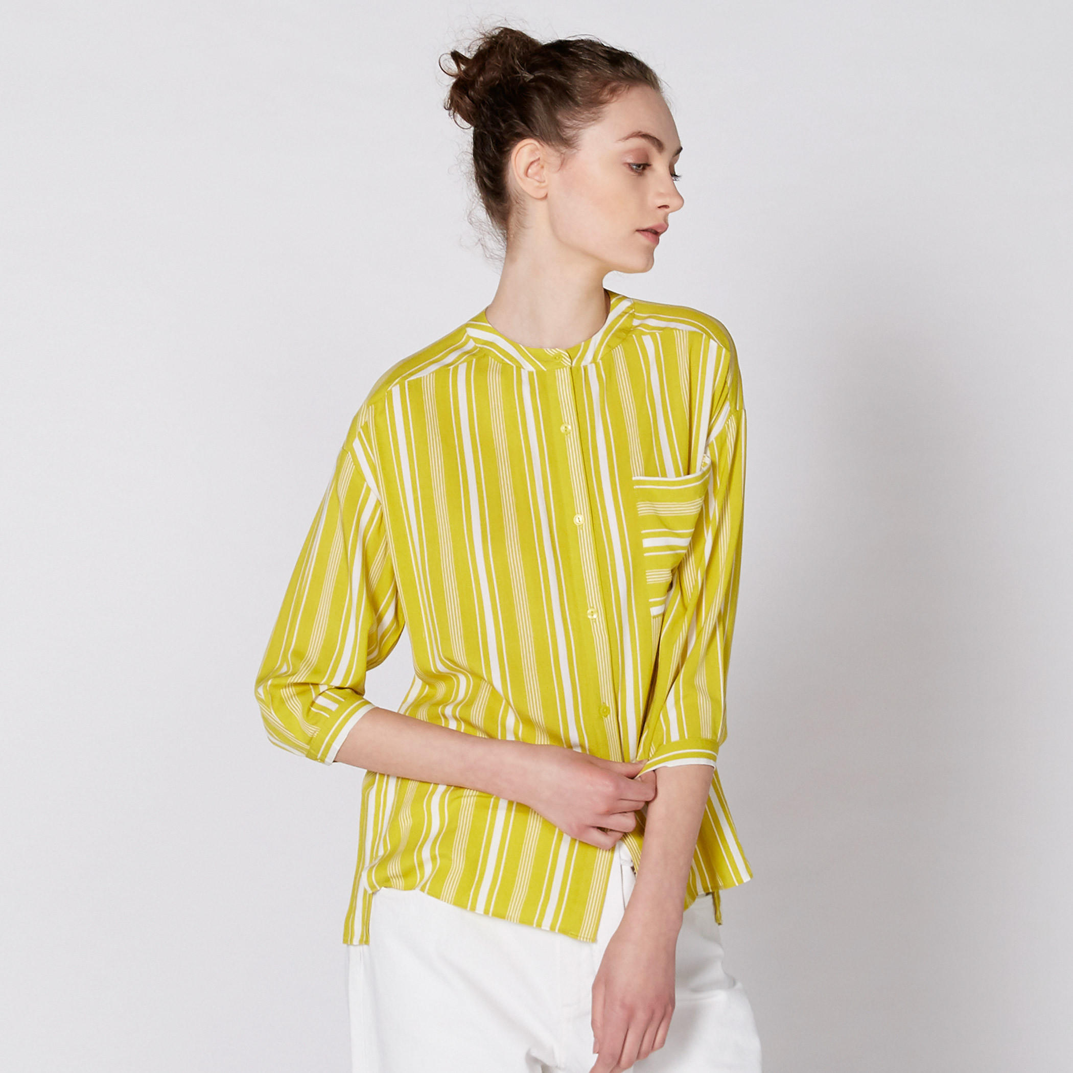 قميص مقلّم بأكمام 3/4-women-clothing-shirtsandblouses-shirts-image-4
