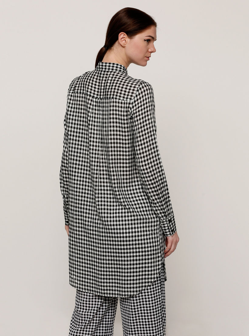 قميص كاروهات طويل بأكمام طويلة وجيب-women-clothing-shirtsandblouses-shirts-image-2