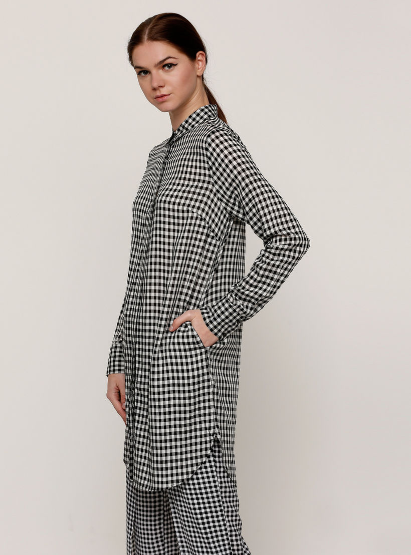 قميص كاروهات طويل بأكمام طويلة وجيب-women-clothing-shirtsandblouses-shirts-image-3