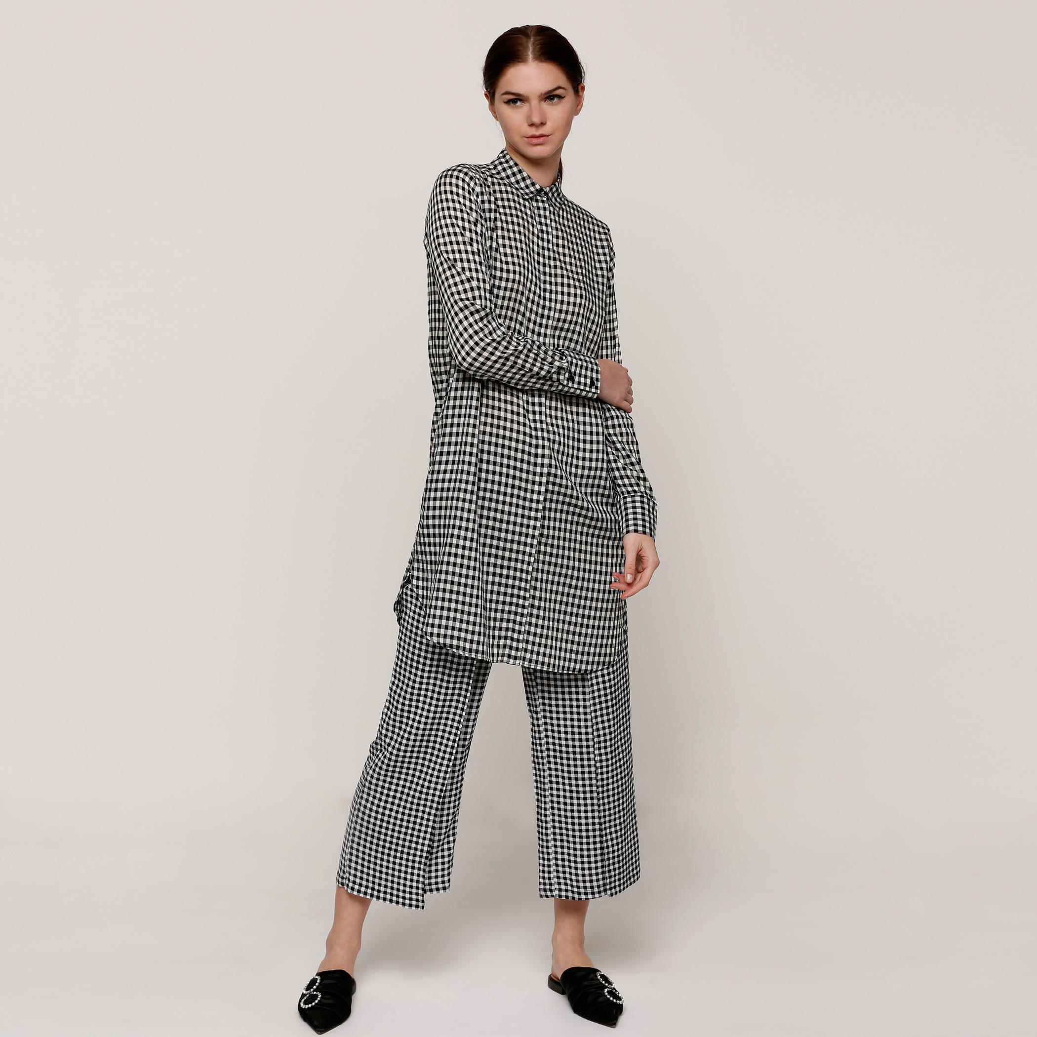 قميص كاروهات طويل بأكمام طويلة وجيب-women-clothing-shirtsandblouses-shirts-image-5