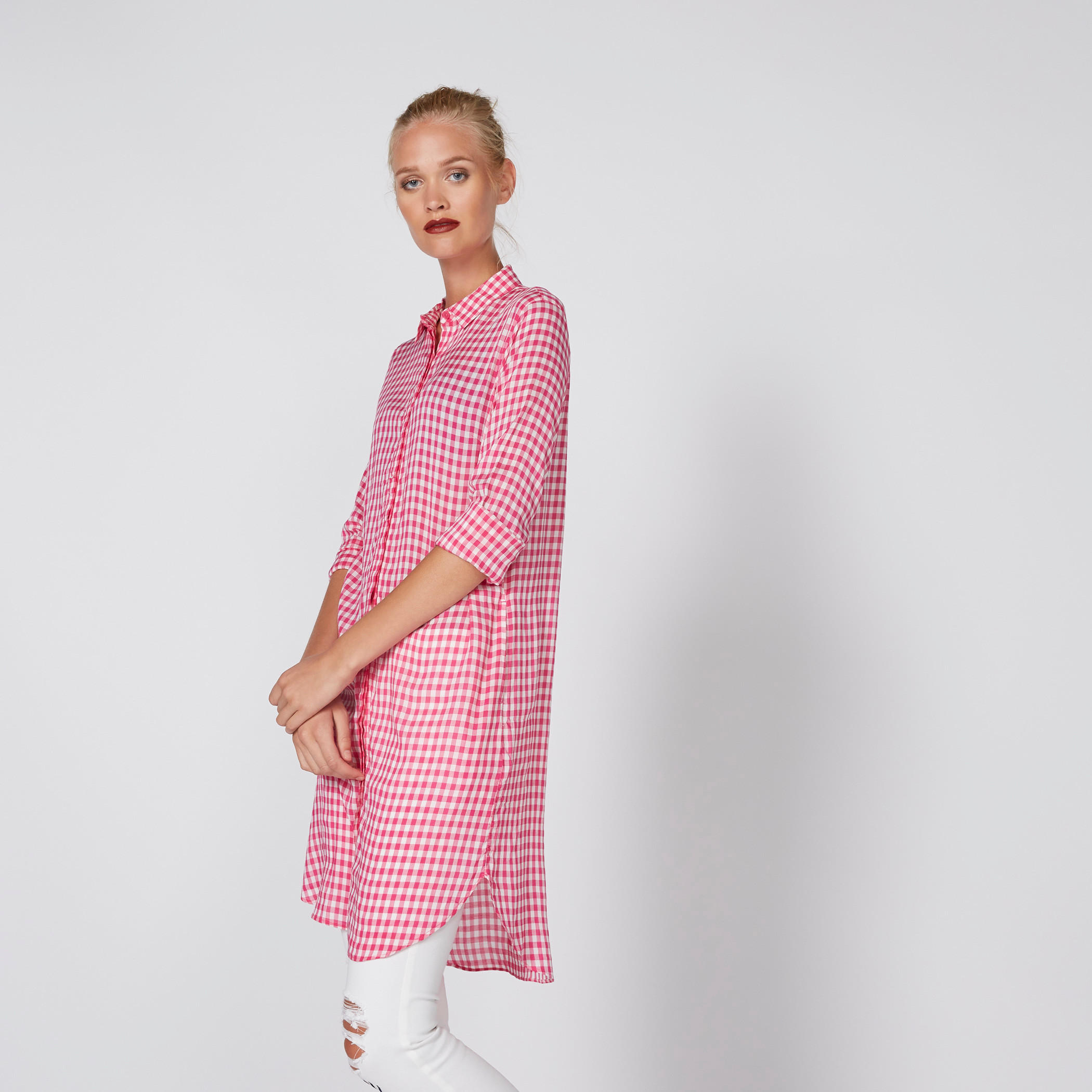 قميص كاروهات بأكمام طويلة ووصلة أزرار مخفيّة-women-clothing-shirtsandblouses-shirts-image-3