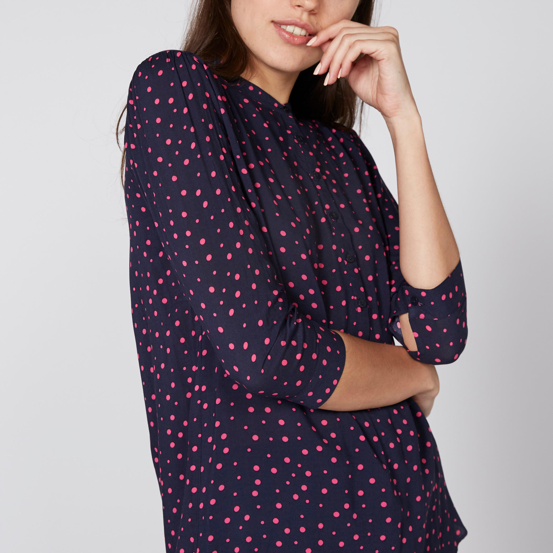بلوزة بأكمام 3/4 وطبعات منقطّة-women-clothing-shirtsandblouses-blouses-image-3