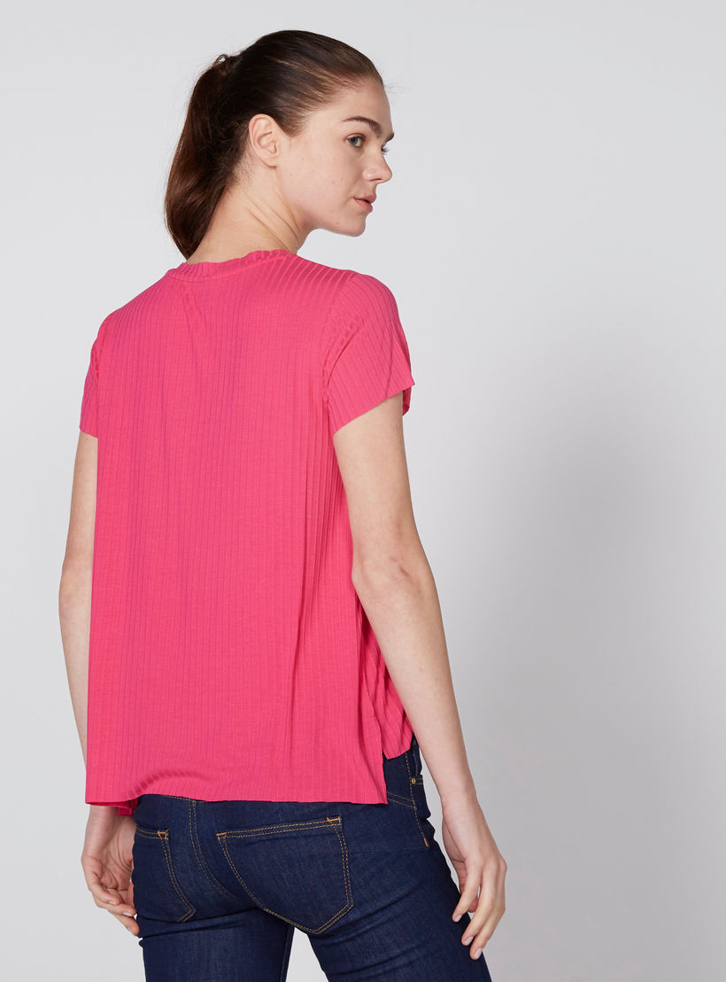 بلوزة مضلّعة بياقة مستديرة وأكمام قصيرة-women-clothing-shirtsandblouses-blouses-image-3