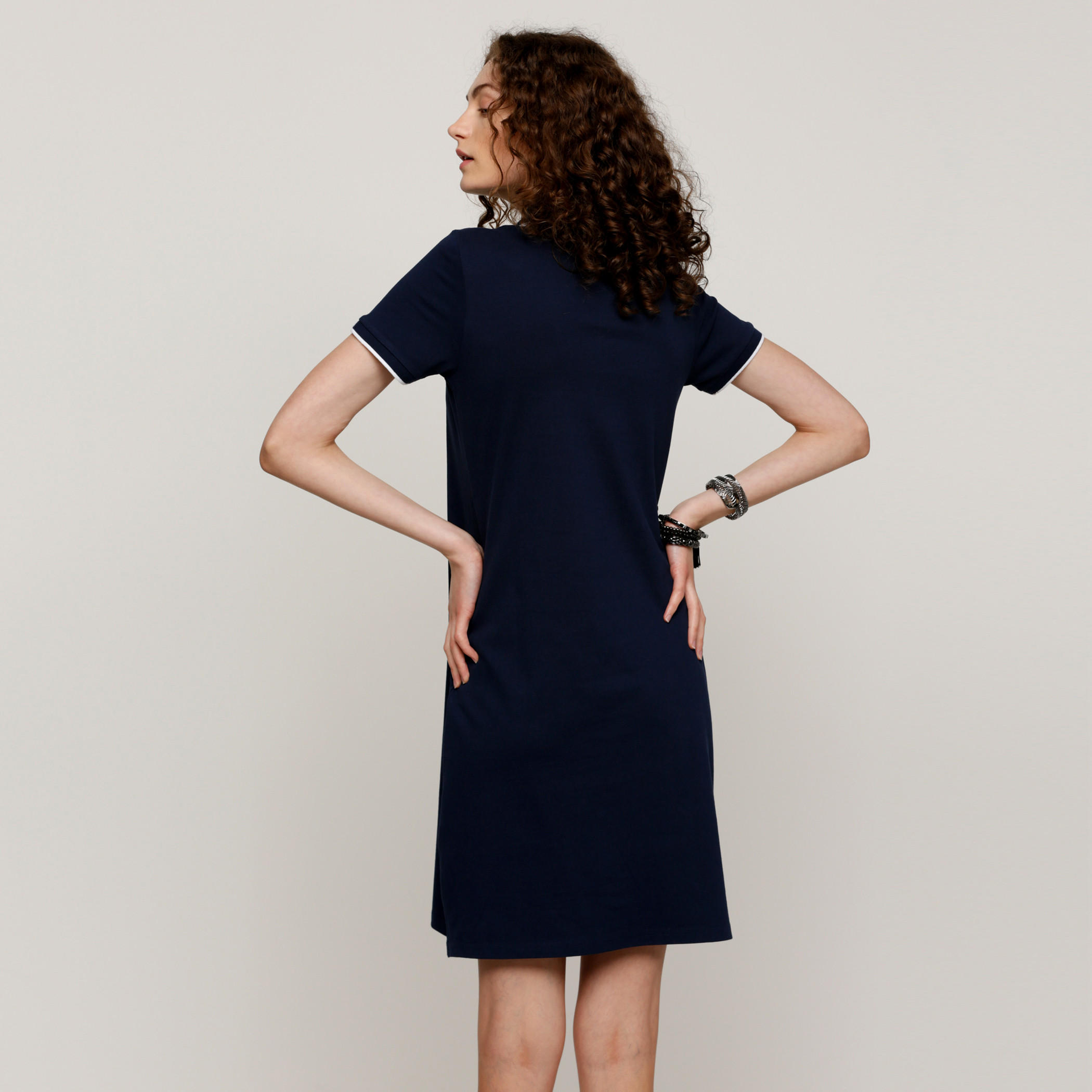 فستان متوسط الطول بياقة بولو وأكمام قصيرة-women-clothing-shirtsandblouses-blouses-image-2