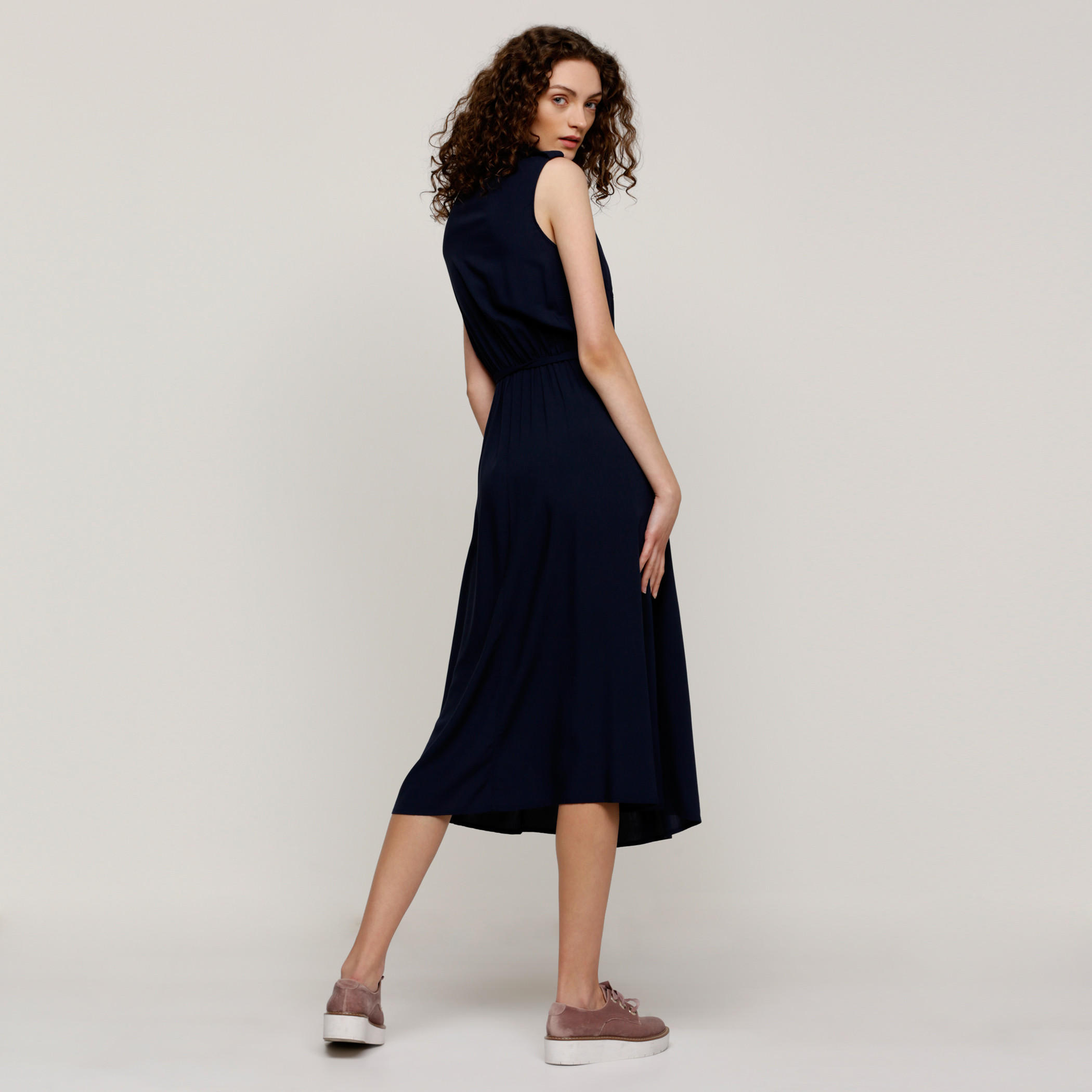 فستان دون أكمام بحزام رباط وجيوب على الصدر-women-clothing-dresses-image-2