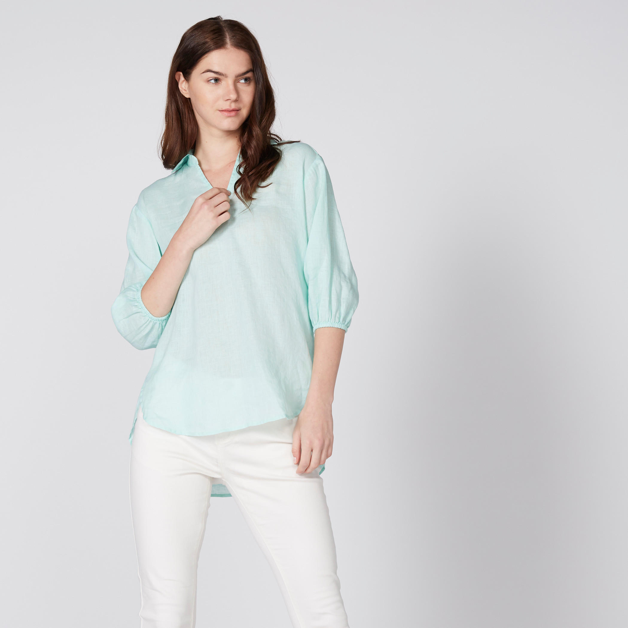 بلوزة بأكمام 3/4 وحوّاف غير مستوية-women-clothing-shirtsandblouses-blouses-image-3
