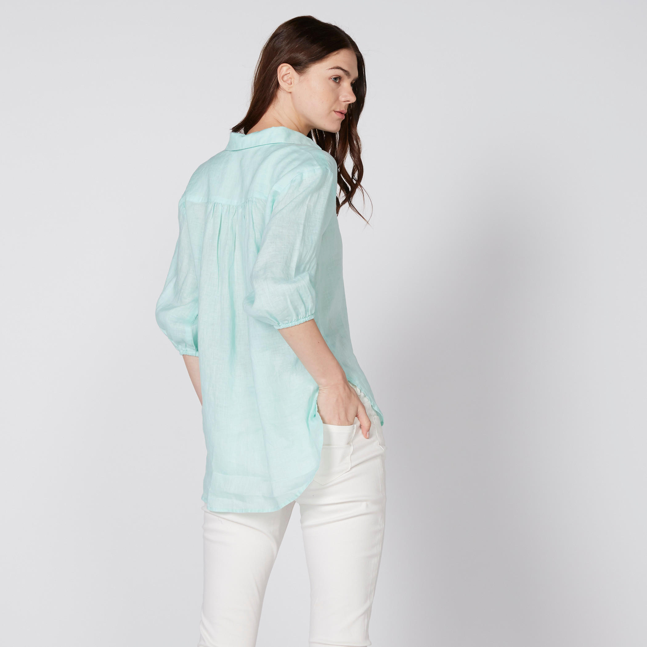 High Low Hem Top with 3/4 Length Sleeves-women-clothing-shirtsandblouses-blouses-image-4