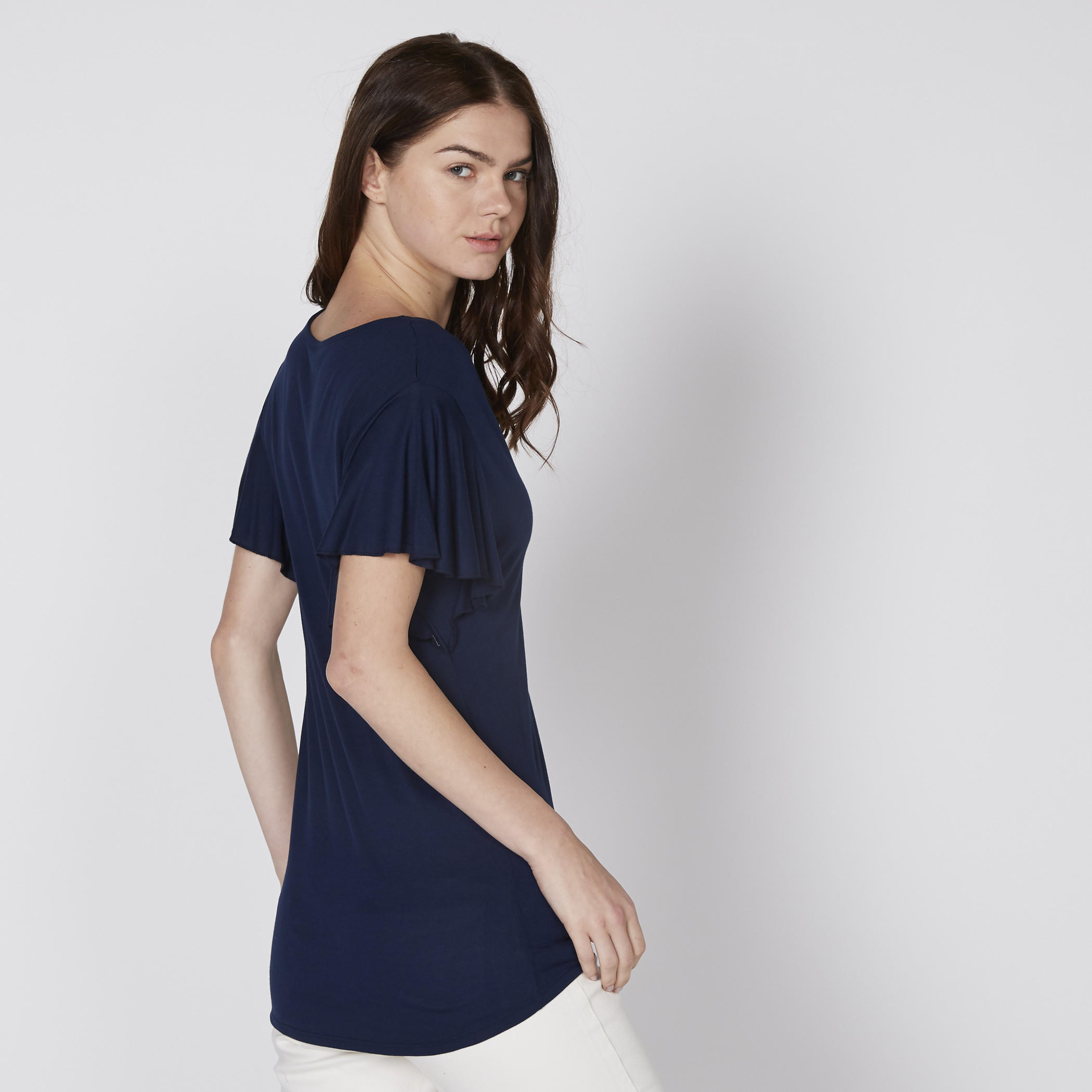 بلوزة بياقة مستديرة وأكمام كشكش-women-clothing-shirtsandblouses-blouses-image-4