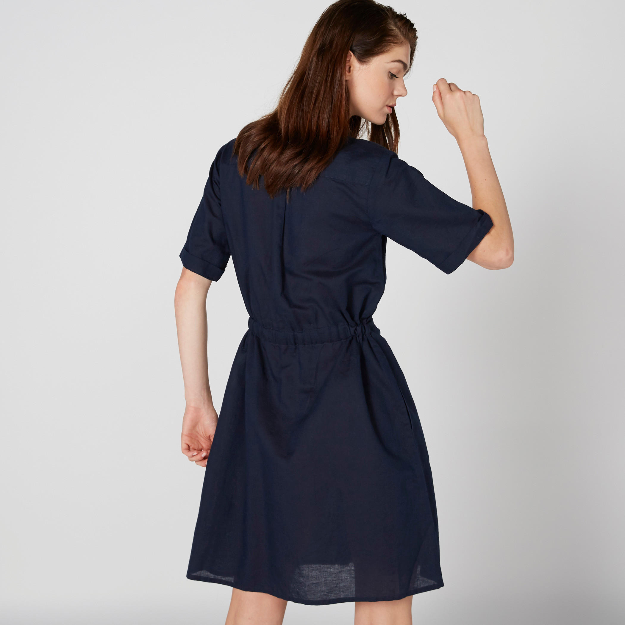 فستان متوسط الطول بأزرار ورباط-women-clothing-dresses-image-2
