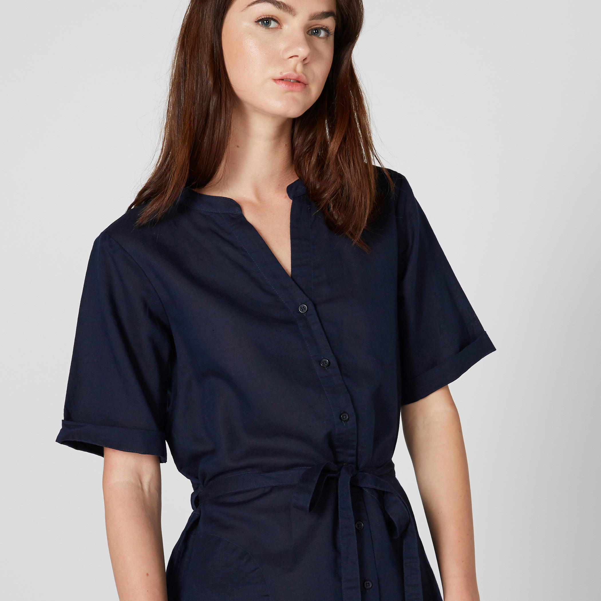 فستان متوسط الطول بأزرار ورباط-women-clothing-dresses-image-4