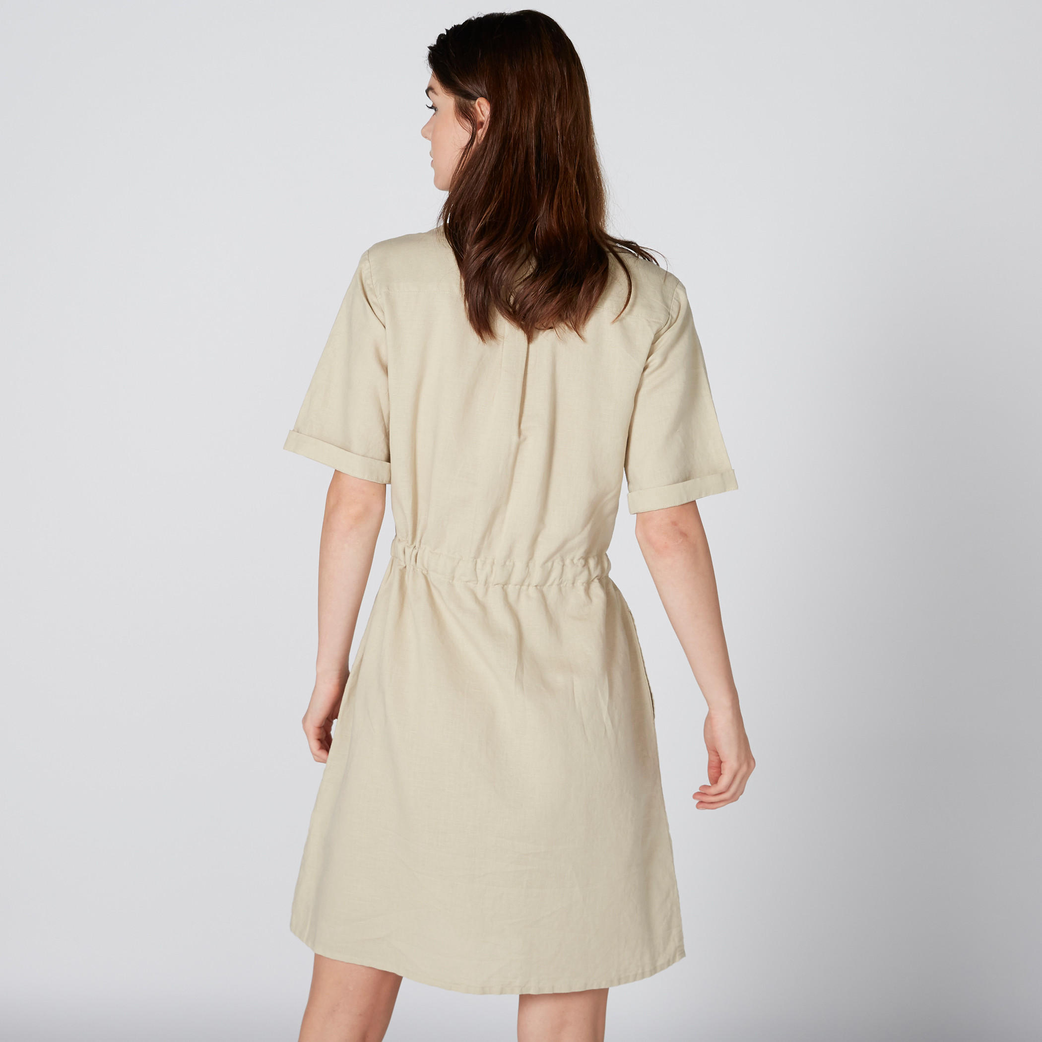 فستان قميص متوسط الطول بأزرار ورباط-women-clothing-dresses-image-2