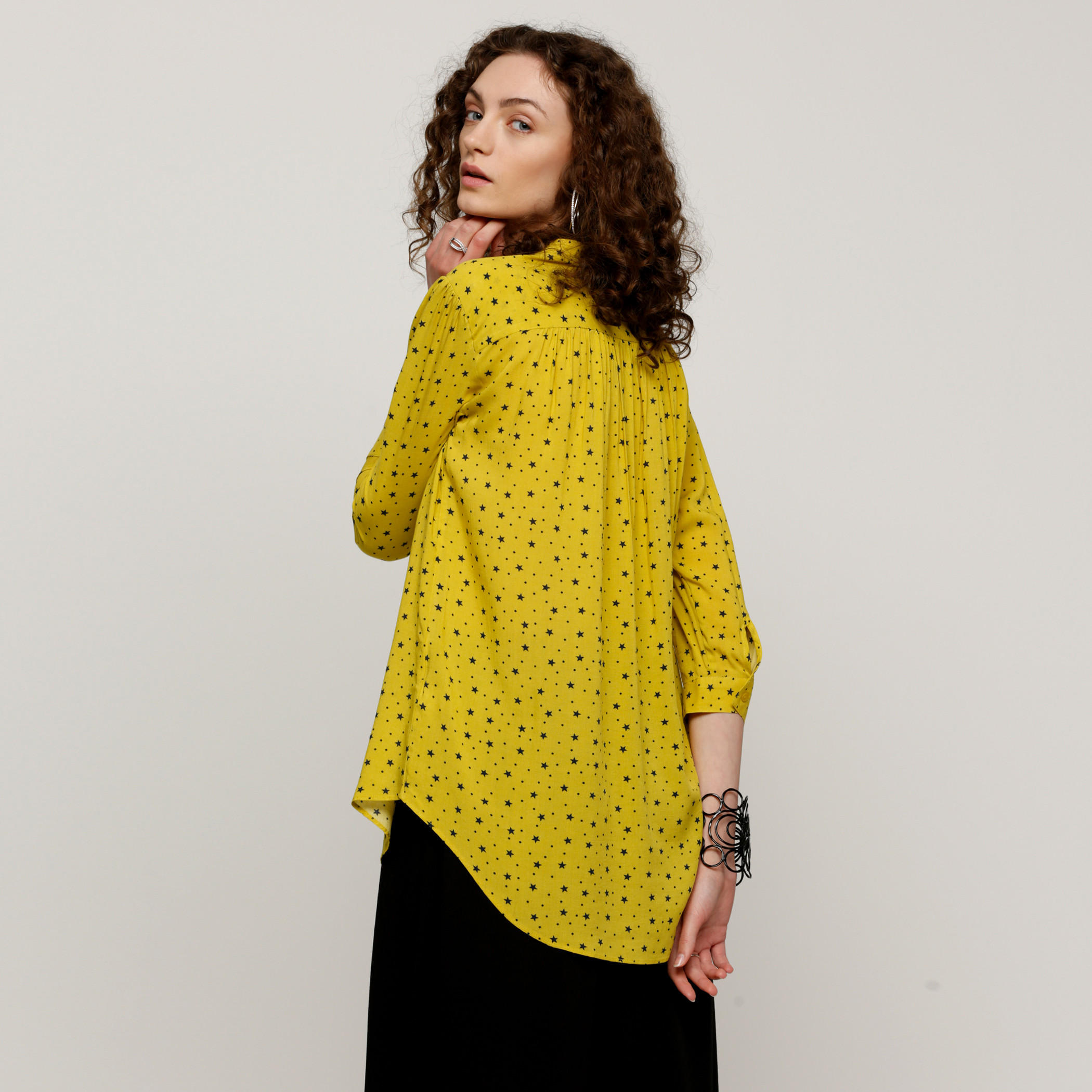 بلوزة بأكمام 3/4 وحوّاف غير مستوية مع طبعات-women-clothing-shirtsandblouses-blouses-image-2