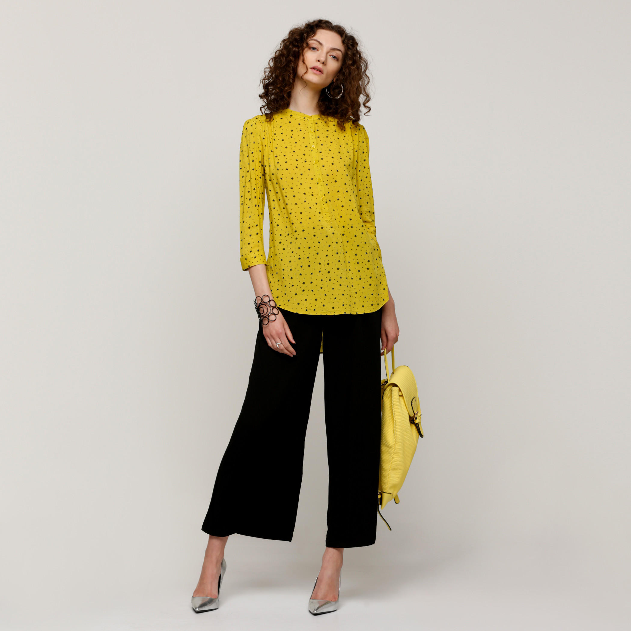 بلوزة بأكمام 3/4 وحوّاف غير مستوية مع طبعات-women-clothing-shirtsandblouses-blouses-image-5