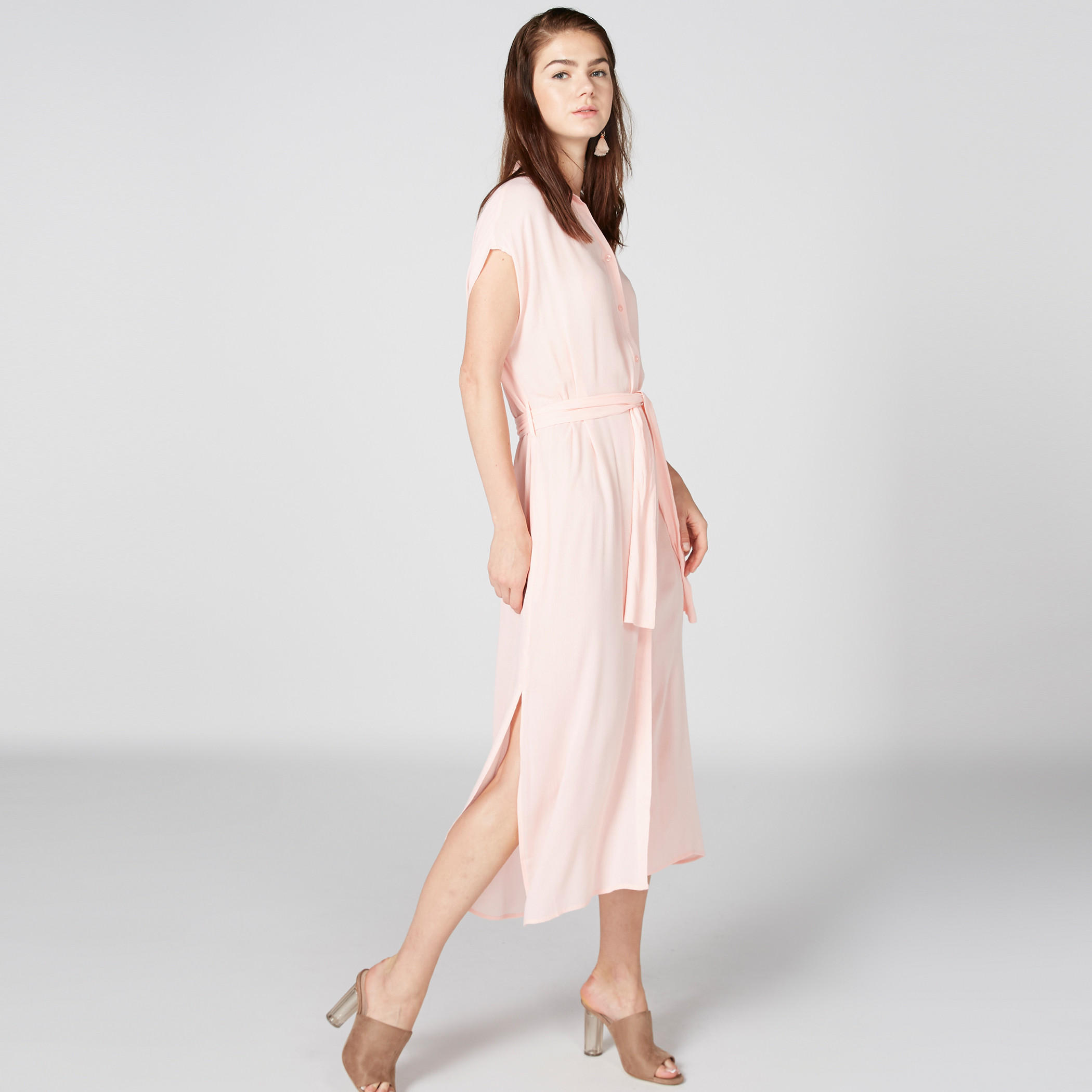 Maxi Shirt Dress with Extended Sleeves and Complete Placket-women-clothing-dresses-image-2