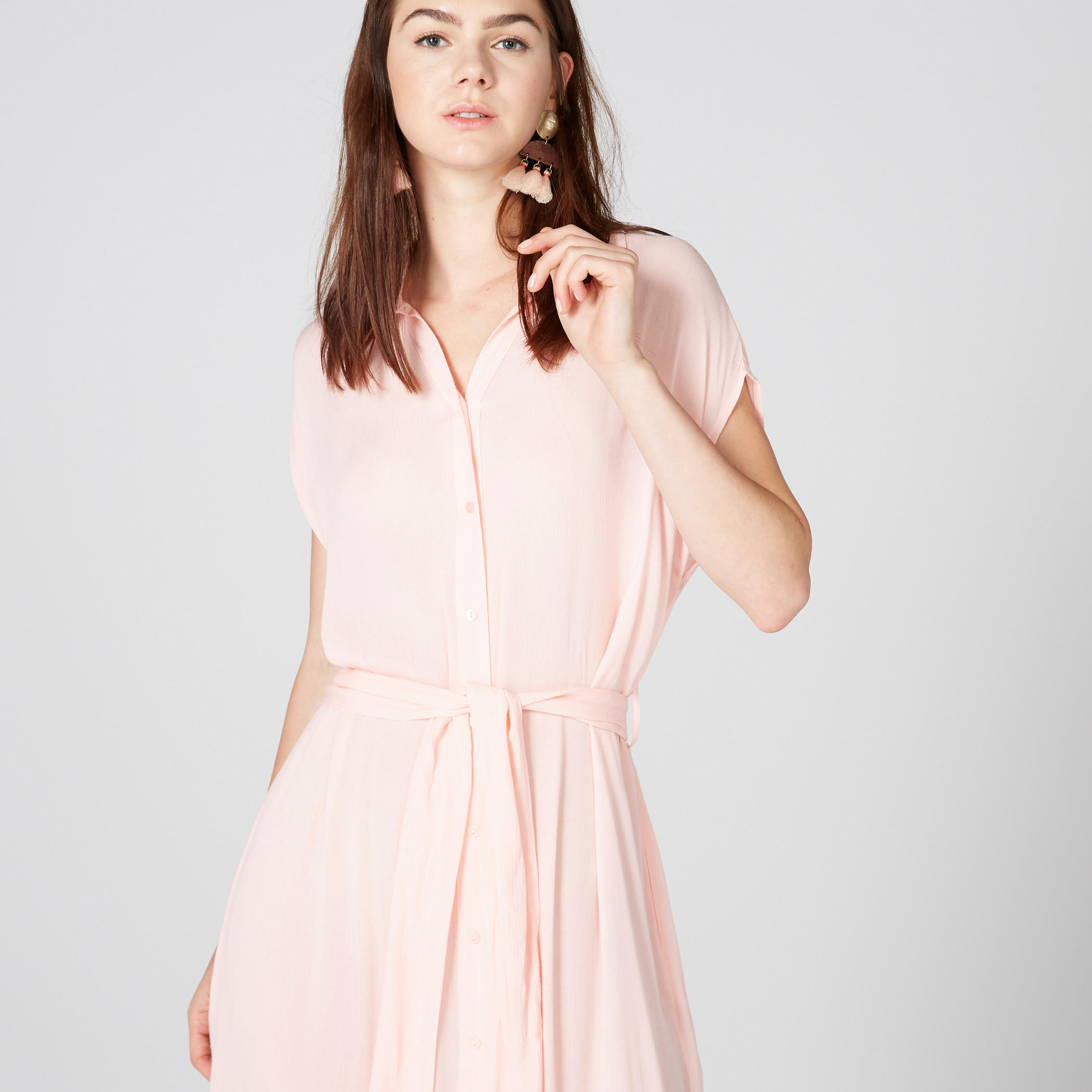 Maxi Shirt Dress with Extended Sleeves and Complete Placket-women-clothing-dresses-image-4