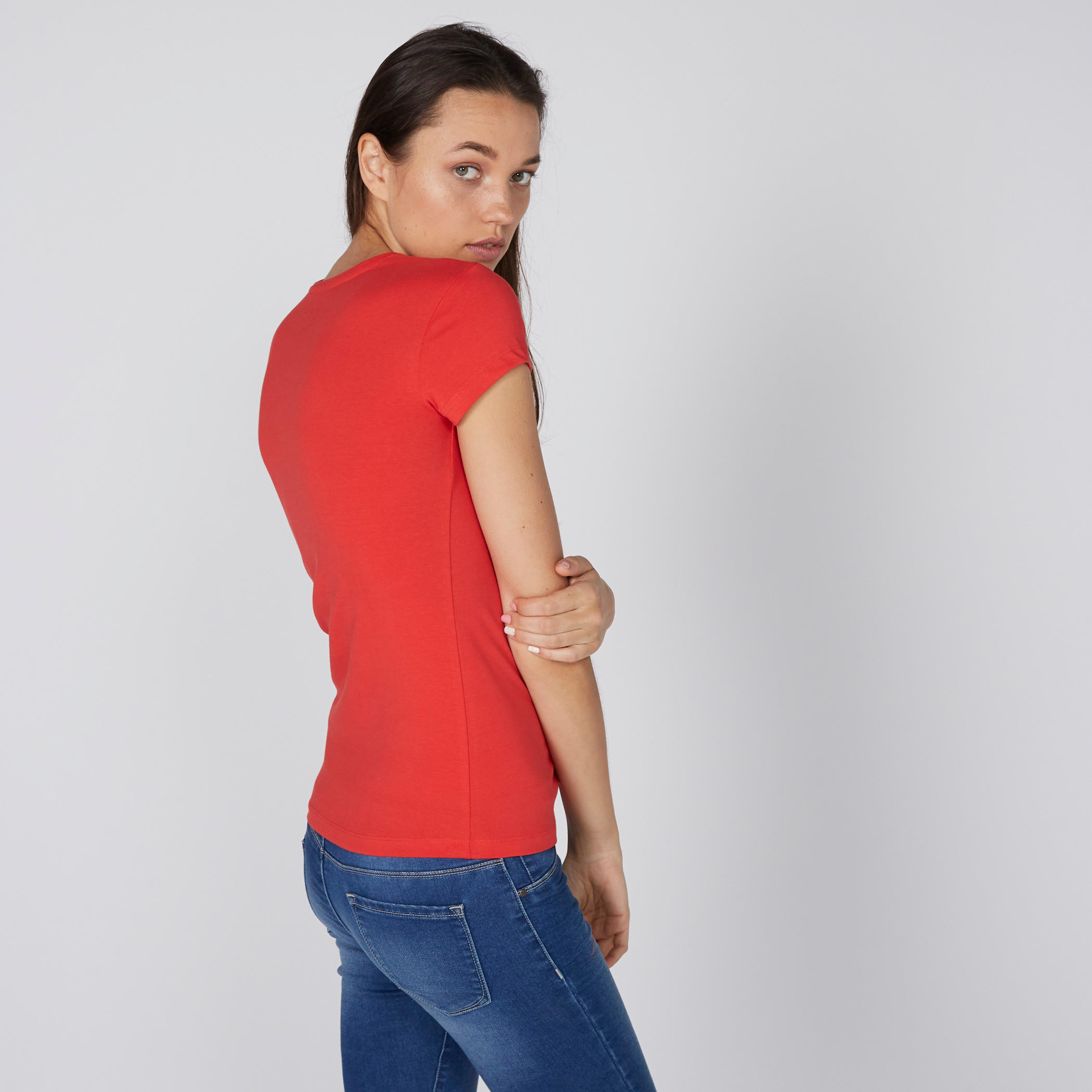 Crew Neck T-Shirt with Cap Sleeves-women-clothing-tshirts-image-2