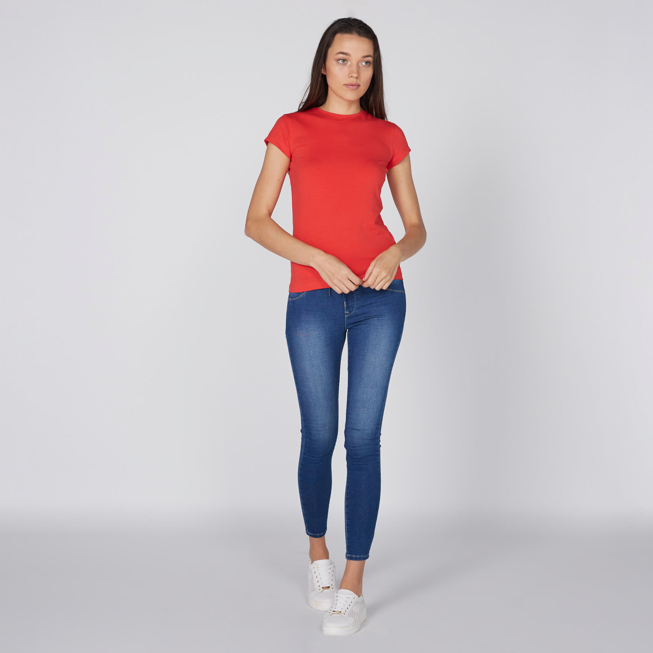 Crew Neck T-Shirt with Cap Sleeves-women-clothing-tshirts-image-3