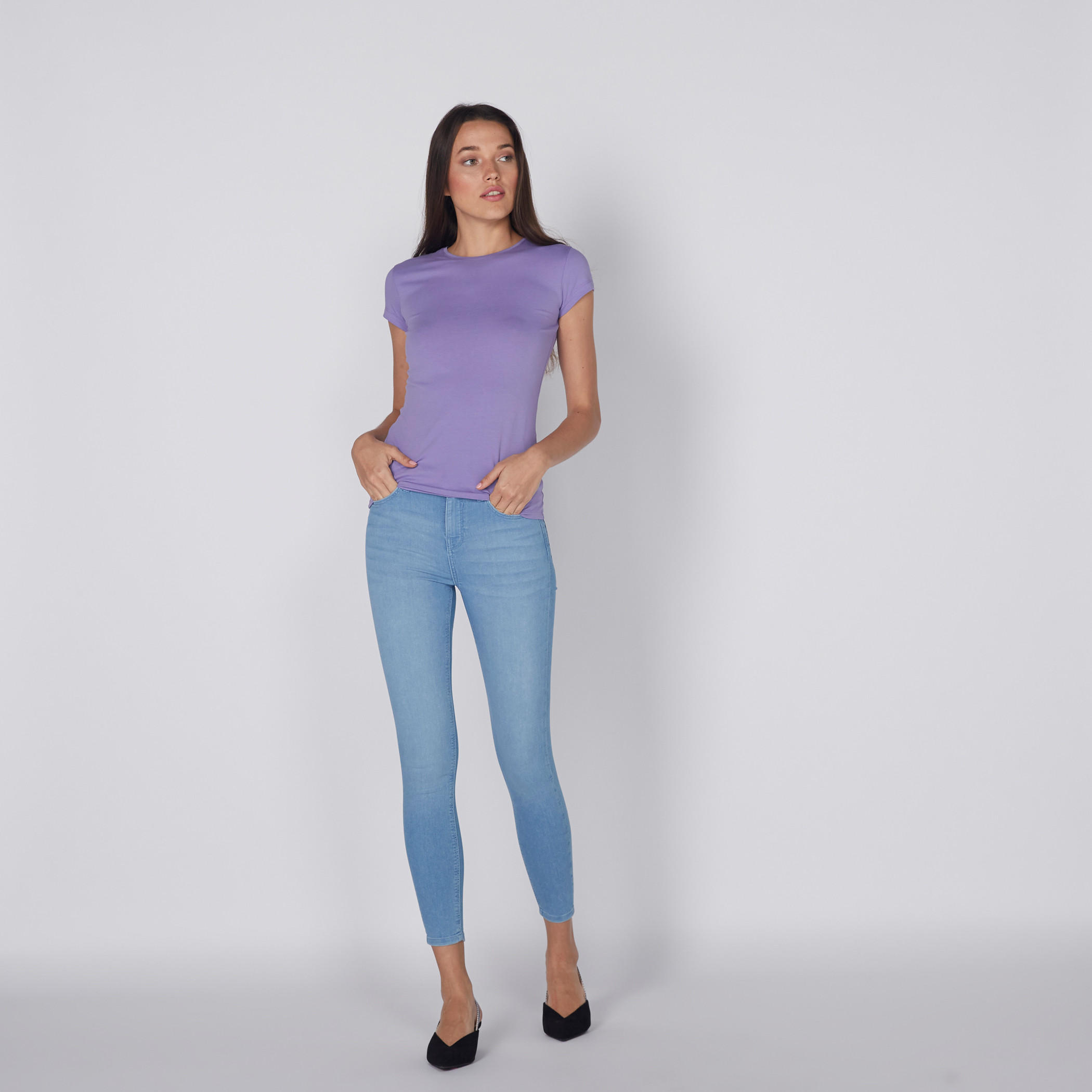 T-Shirt with Round Neck and Cap Sleeves-women-clothing-shirtsandblouses-blouses-image-1