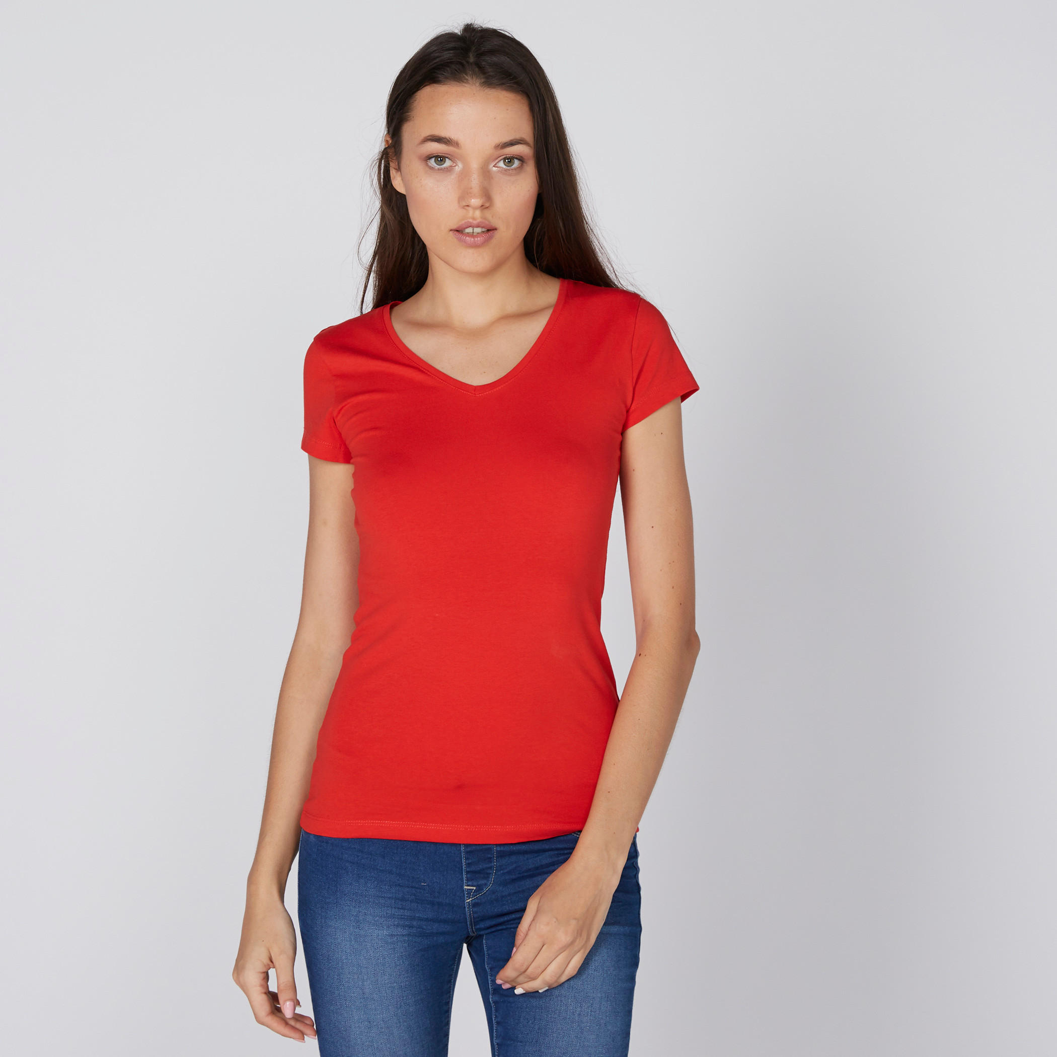 تيشيرت بياقة V وأكمام قصيرة-women-clothing-tshirts-image-2