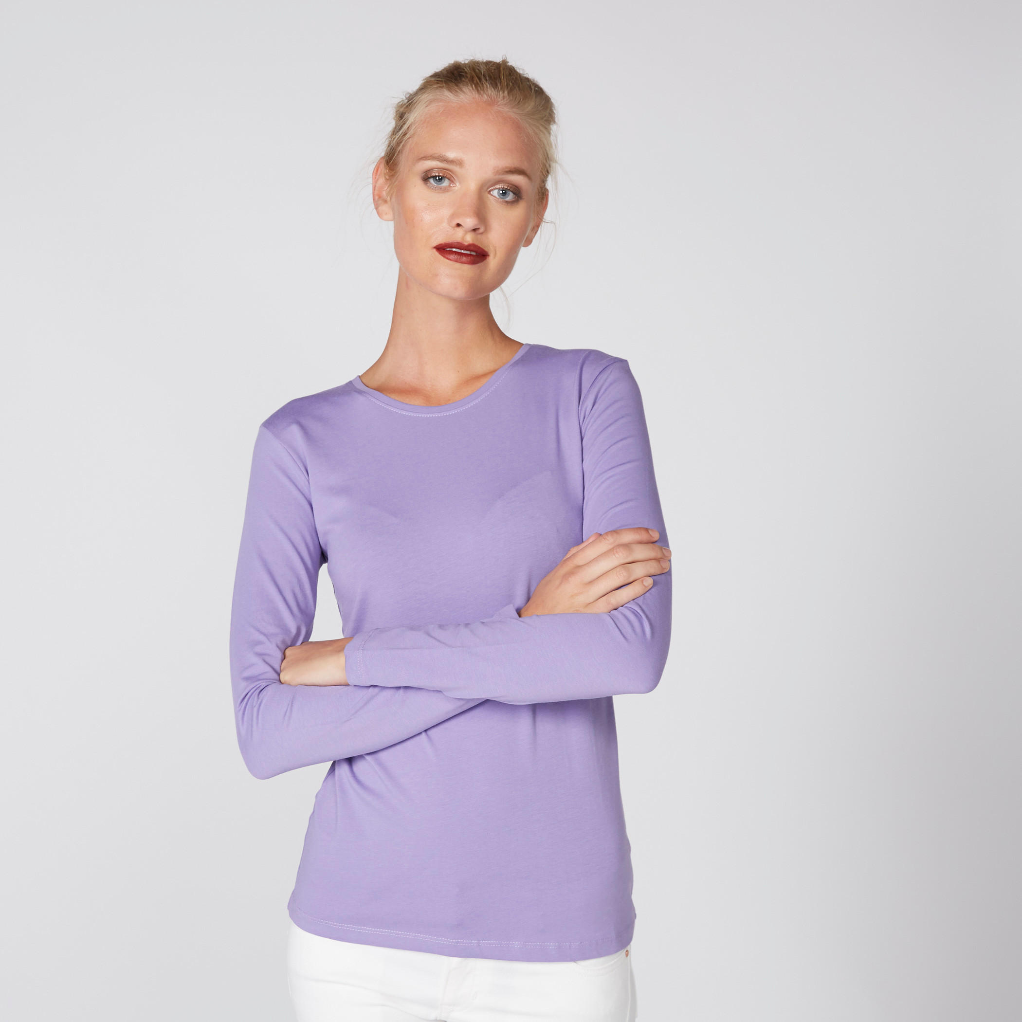 تيشيرت بياقة مستديرة وأكمام طويلة-women-clothing-shirtsandblouses-blouses-image-3
