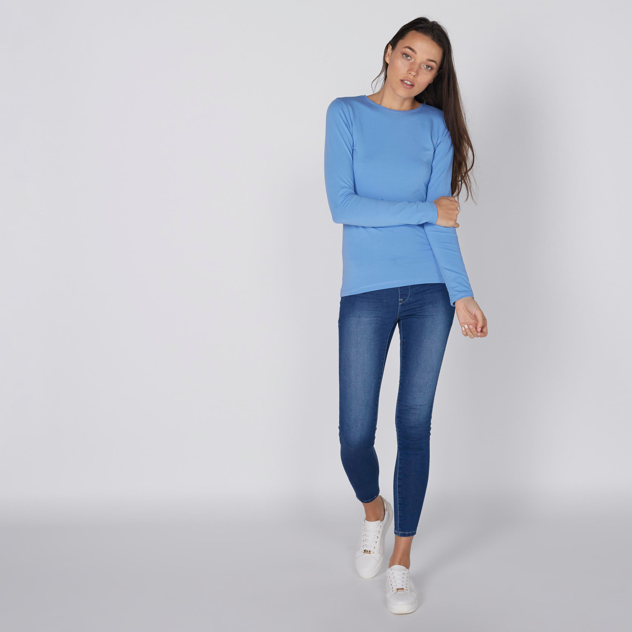 Round Neck T-Shirt with Long Sleeves-women-clothing-tshirts-image-1