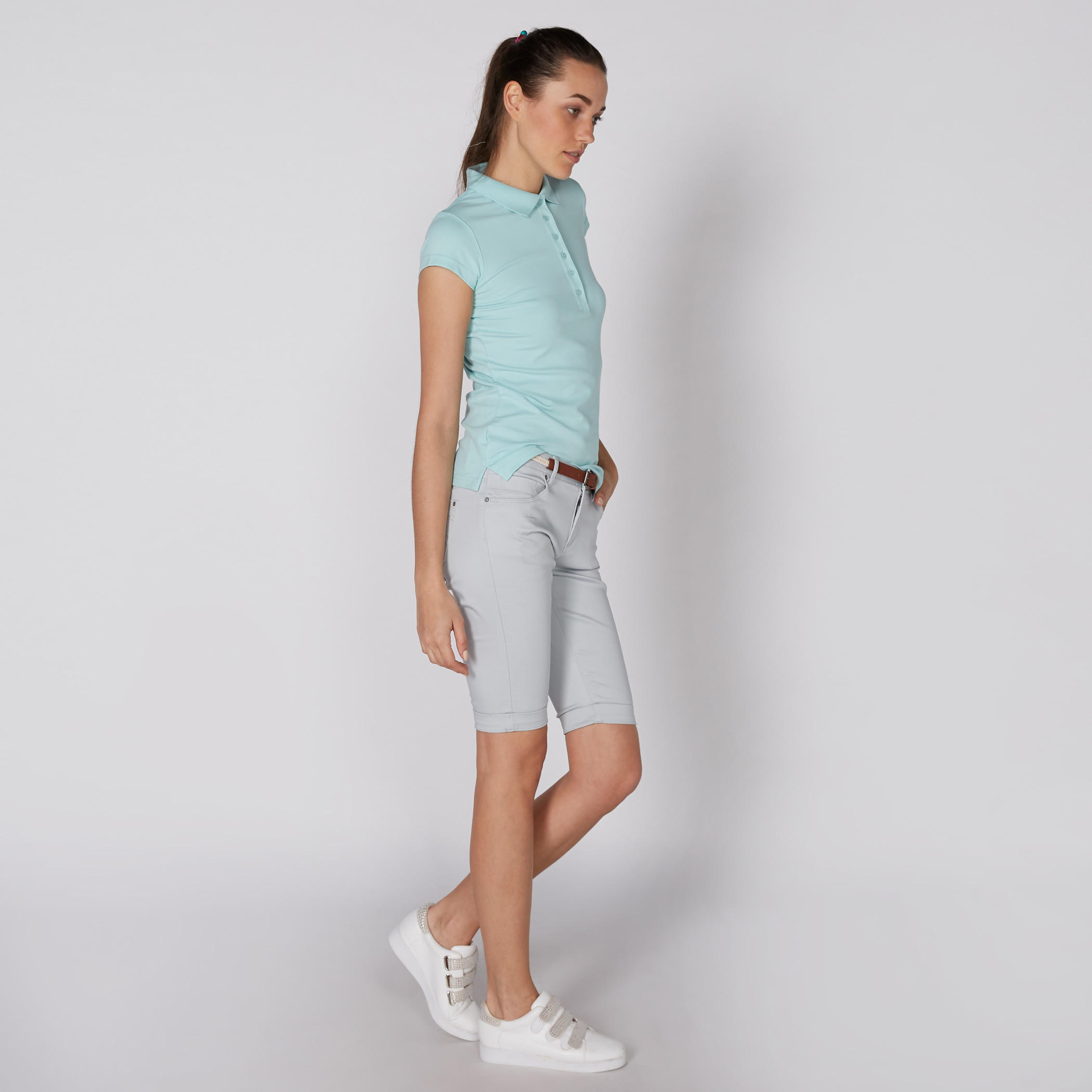Polo Neck T-Shirt with Cap Sleeves-women-clothing-tshirts-image-4