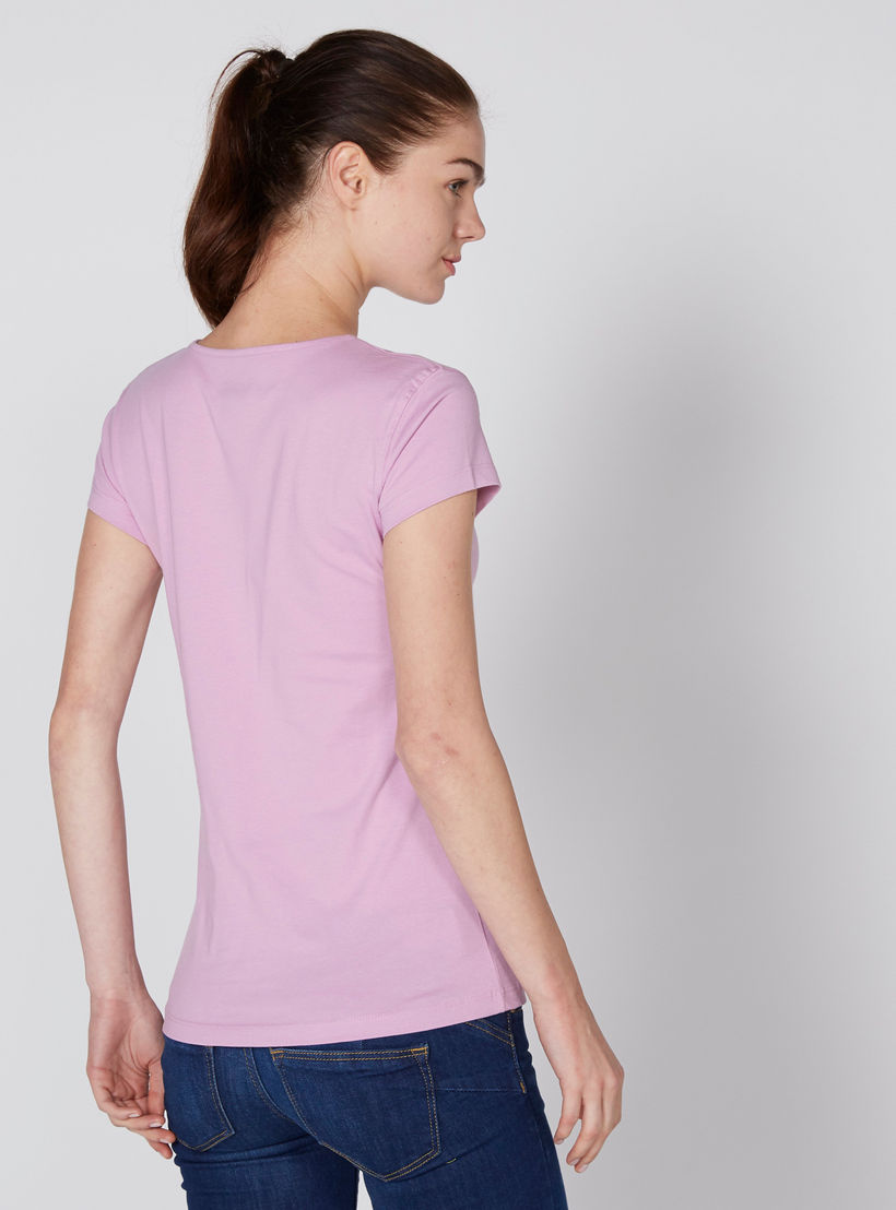 تيشيرت مقلّم بياقة مستديرة وأكمام قصيرة-women-clothing-tshirts-image-3
