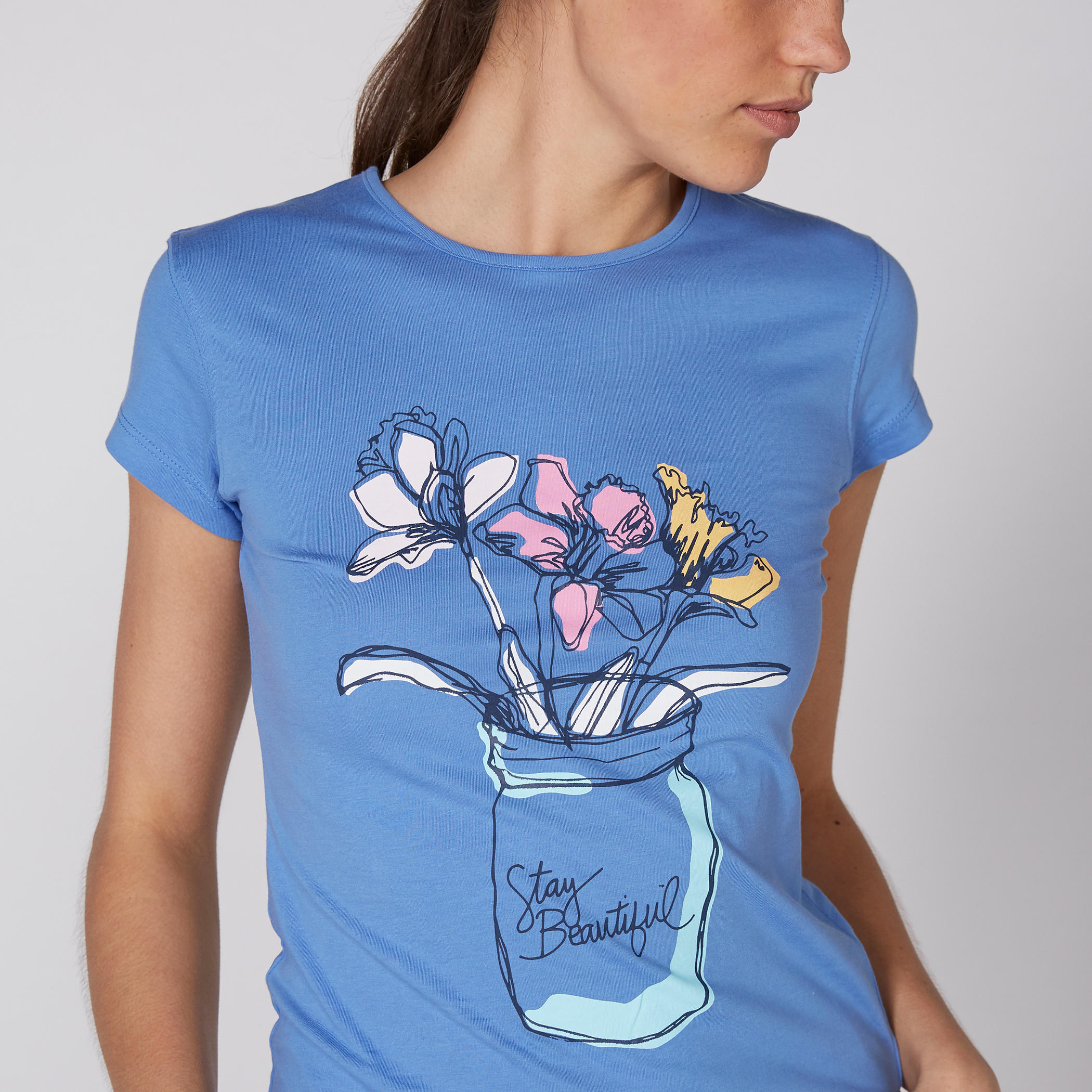 Printed T-Shirt with Round Neck and Cap Sleeves-women-clothing-shirtsandblouses-blouses-image-4