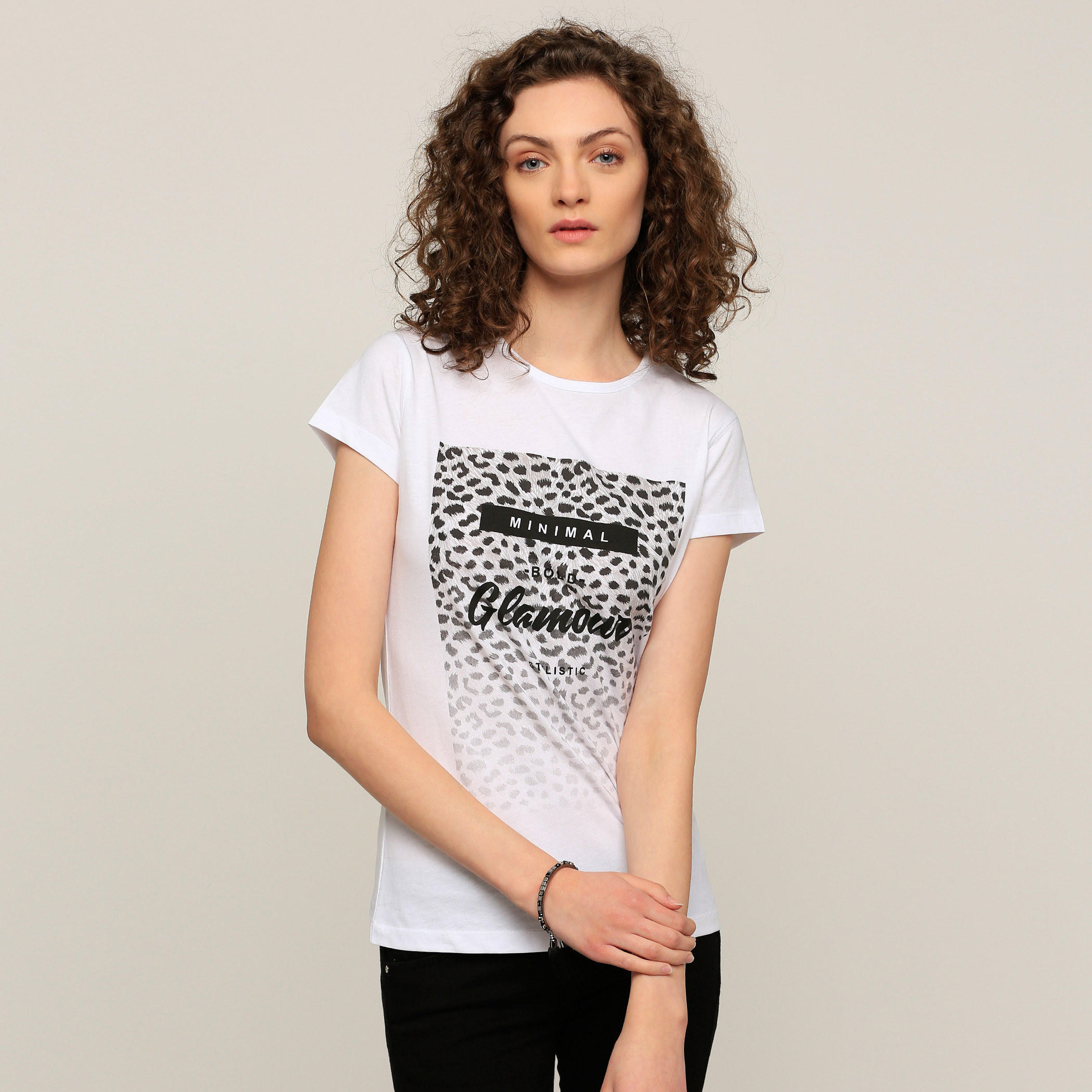 Printed Round Neck T-Shirt with Short Sleeves-women-clothing-shirtsandblouses-blouses-image-1